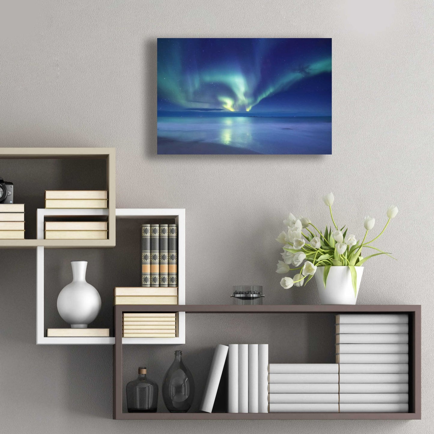 Epic Art 'Northern Lights In The Lofoten Islands Norway 7' by Epic Portfolio, Acrylic Glass Wall Art,24x16