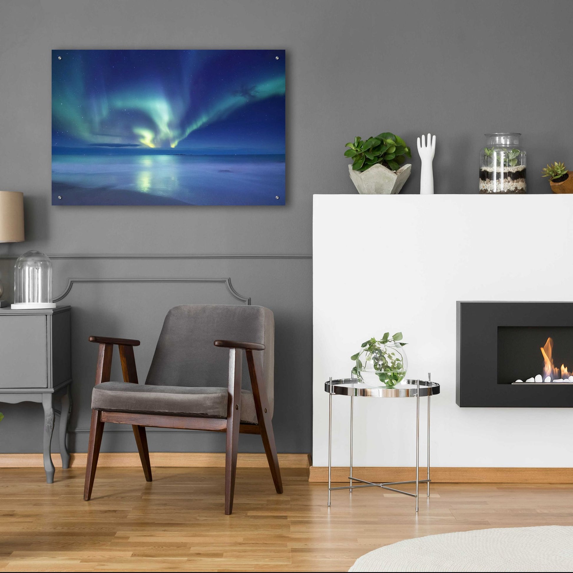 Epic Art 'Northern Lights In The Lofoten Islands Norway 7' by Epic Portfolio, Acrylic Glass Wall Art,36x24