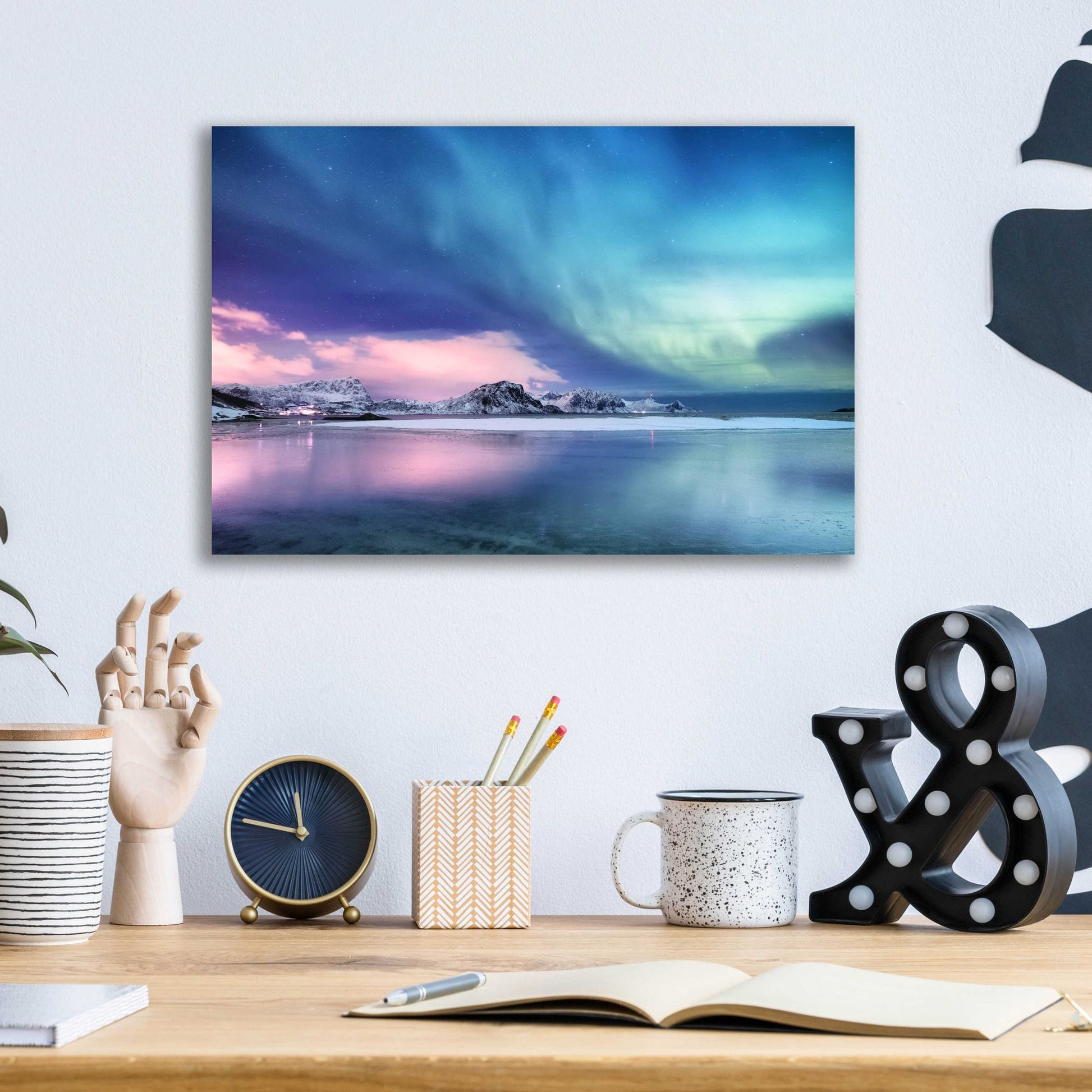 Epic Art 'Northern Lights In The Lofoten Islands Norway 8' by Epic Portfolio, Acrylic Glass Wall Art,16x12