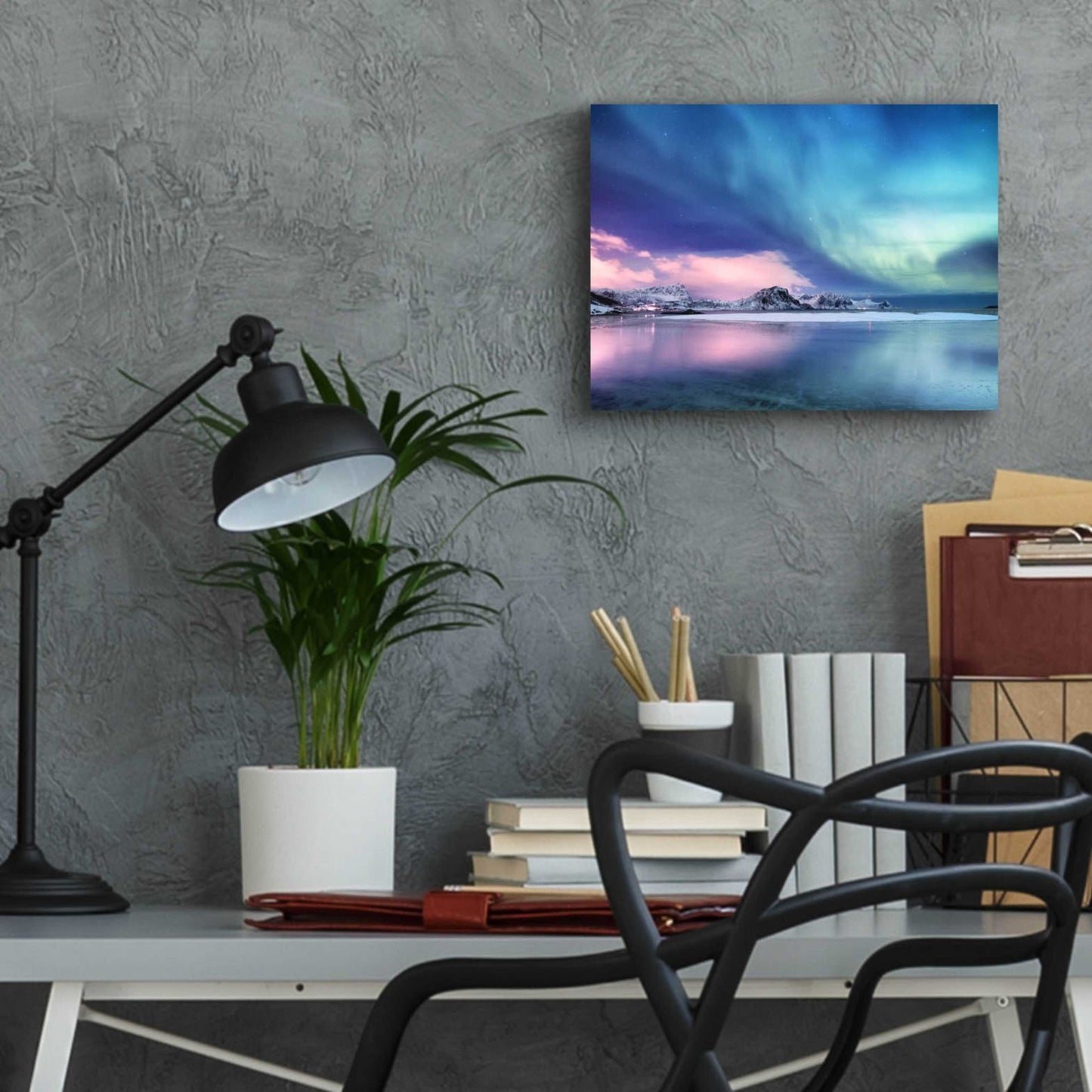 Epic Art 'Northern Lights In The Lofoten Islands Norway 8' by Epic Portfolio, Acrylic Glass Wall Art,16x12