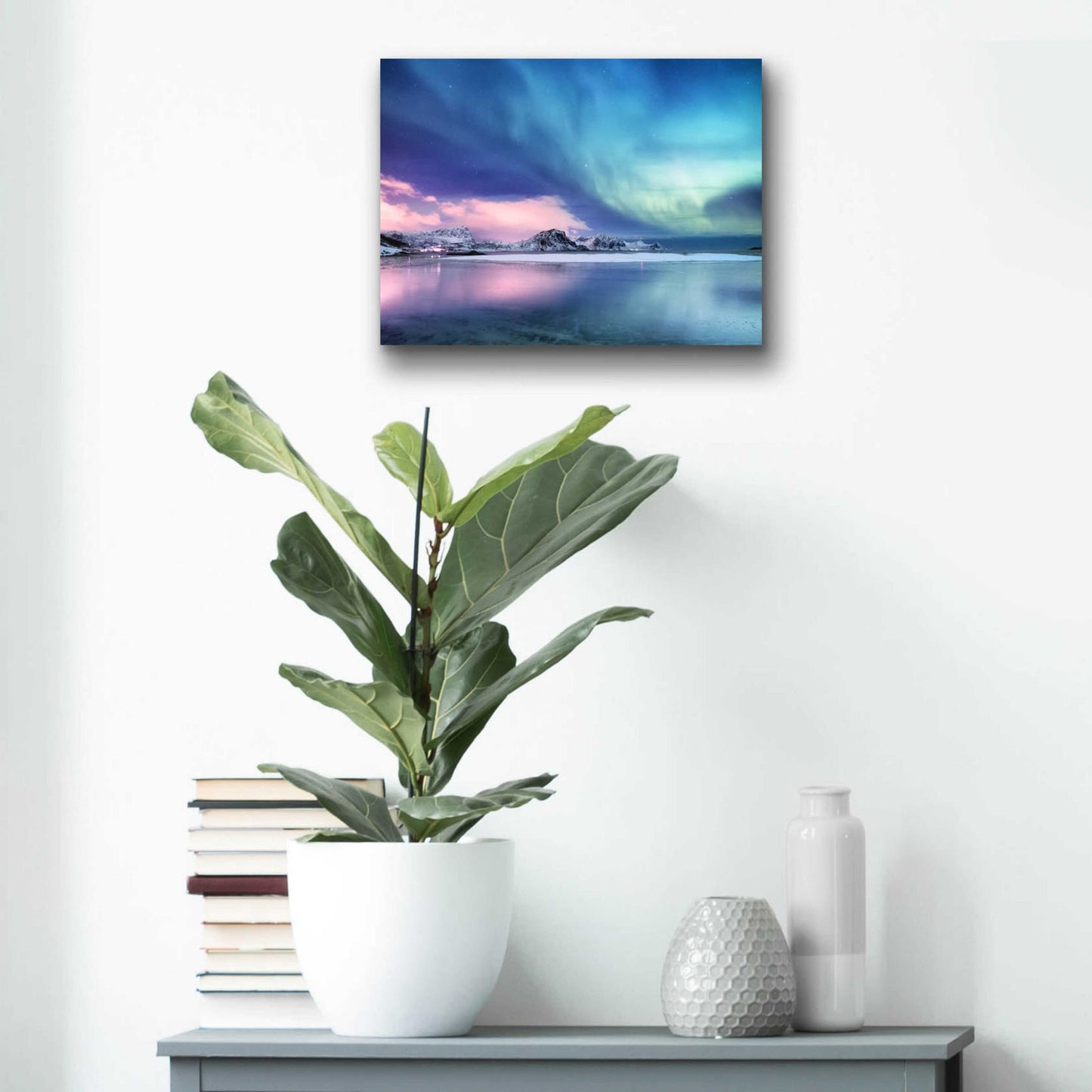 Epic Art 'Northern Lights In The Lofoten Islands Norway 8' by Epic Portfolio, Acrylic Glass Wall Art,16x12