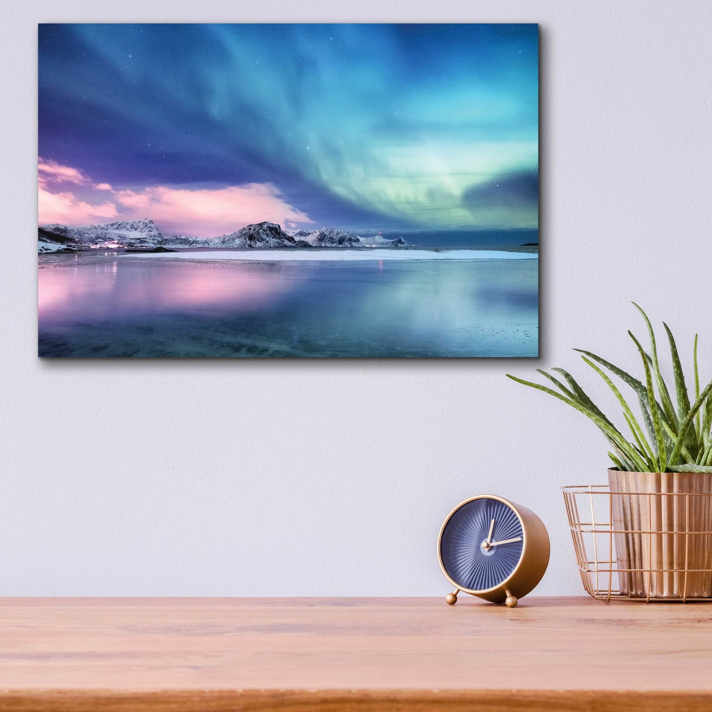 Epic Art 'Northern Lights In The Lofoten Islands Norway 8' by Epic Portfolio, Acrylic Glass Wall Art,16x12