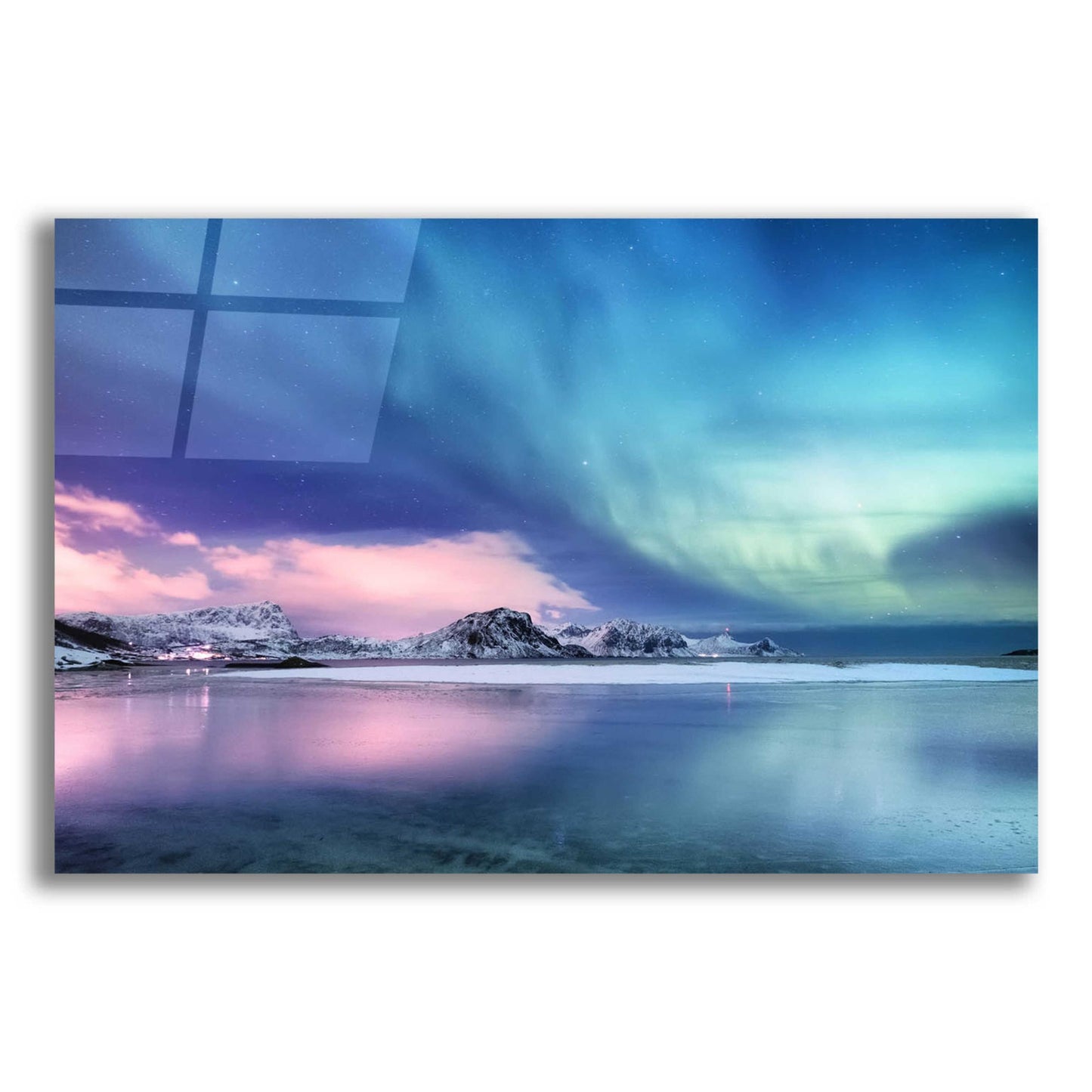 Epic Art 'Northern Lights In The Lofoten Islands Norway 8' by Epic Portfolio, Acrylic Glass Wall Art,16x12