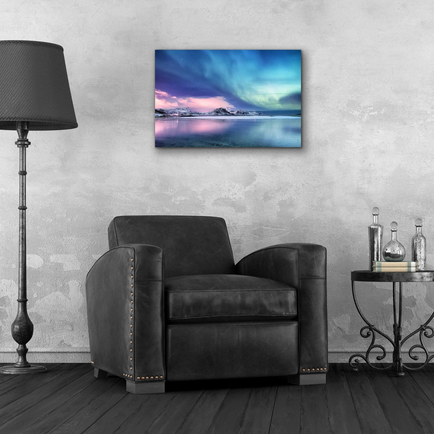 Epic Art 'Northern Lights In The Lofoten Islands Norway 8' by Epic Portfolio, Acrylic Glass Wall Art,24x16