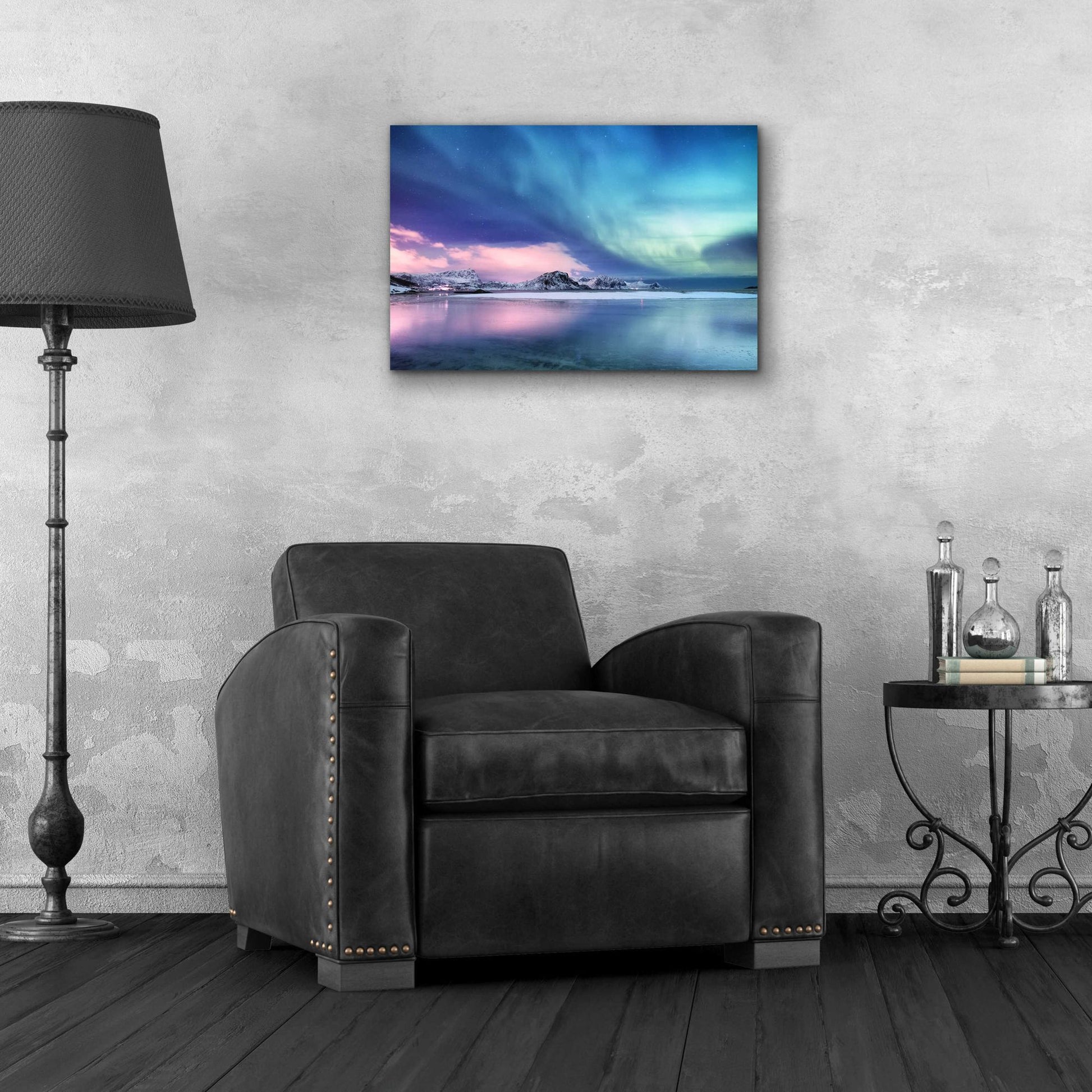 Epic Art 'Northern Lights In The Lofoten Islands Norway 8' by Epic Portfolio, Acrylic Glass Wall Art,24x16