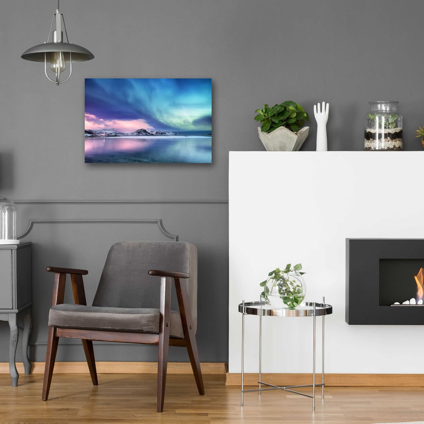 Epic Art 'Northern Lights In The Lofoten Islands Norway 8' by Epic Portfolio, Acrylic Glass Wall Art,24x16