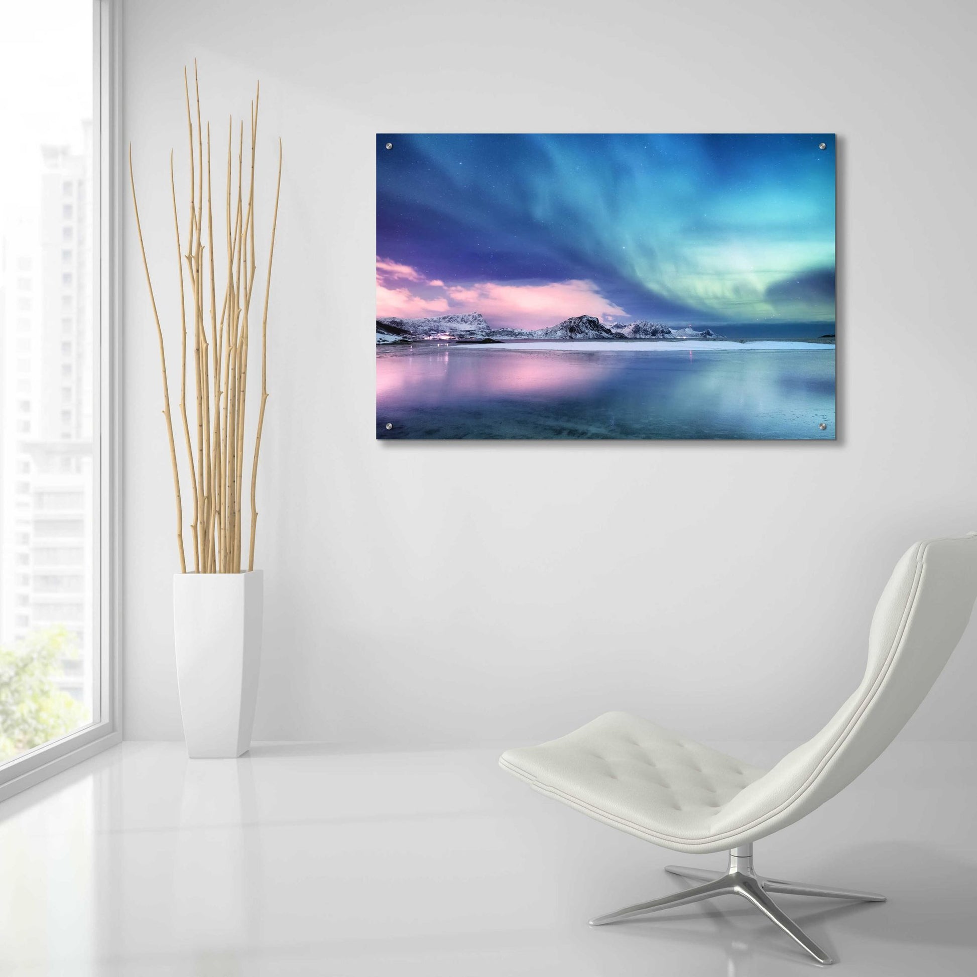 Epic Art 'Northern Lights In The Lofoten Islands Norway 8' by Epic Portfolio, Acrylic Glass Wall Art,36x24