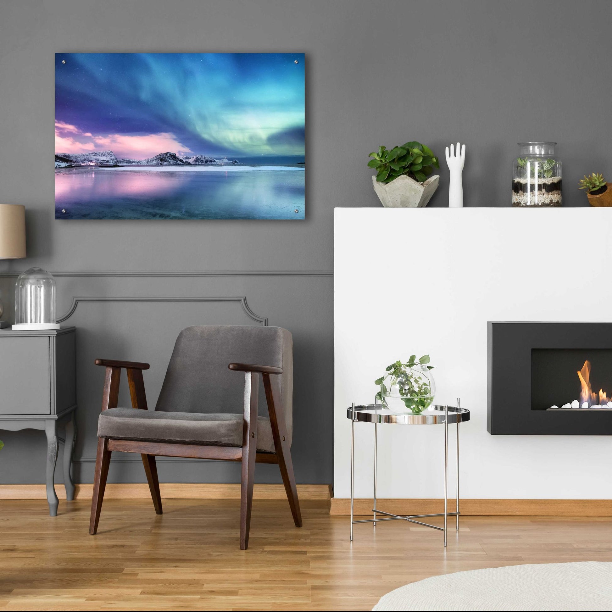 Epic Art 'Northern Lights In The Lofoten Islands Norway 8' by Epic Portfolio, Acrylic Glass Wall Art,36x24