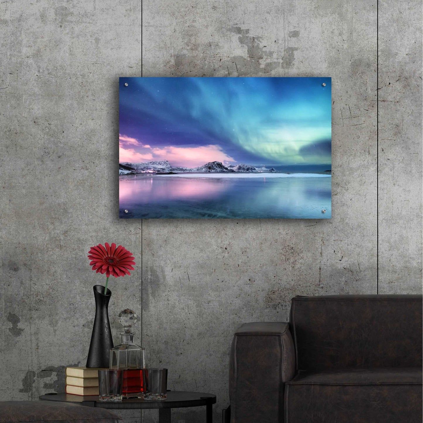 Epic Art 'Northern Lights In The Lofoten Islands Norway 8' by Epic Portfolio, Acrylic Glass Wall Art,36x24