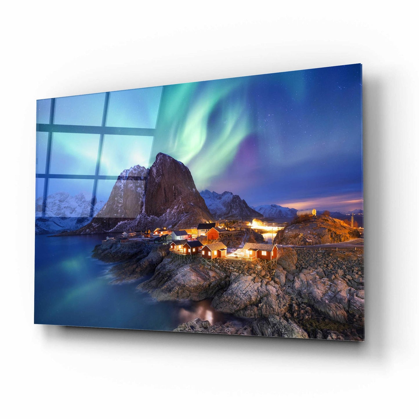 Epic Art 'Northern Lights In The Lofoten Islands Norway 9' by Epic Portfolio, Acrylic Glass Wall Art,16x12