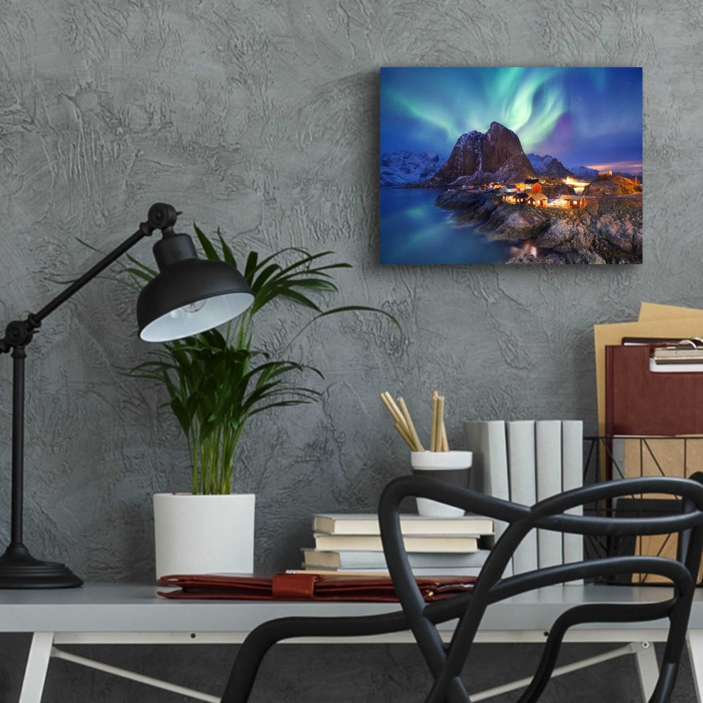 Epic Art 'Northern Lights In The Lofoten Islands Norway 9' by Epic Portfolio, Acrylic Glass Wall Art,16x12