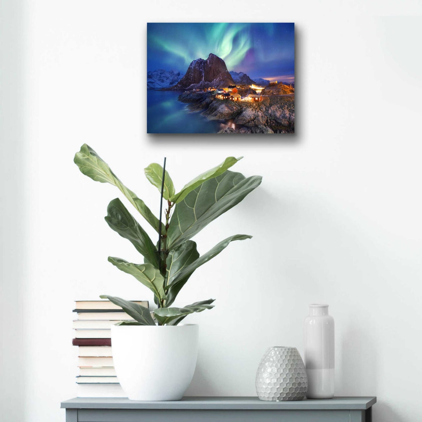 Epic Art 'Northern Lights In The Lofoten Islands Norway 9' by Epic Portfolio, Acrylic Glass Wall Art,16x12