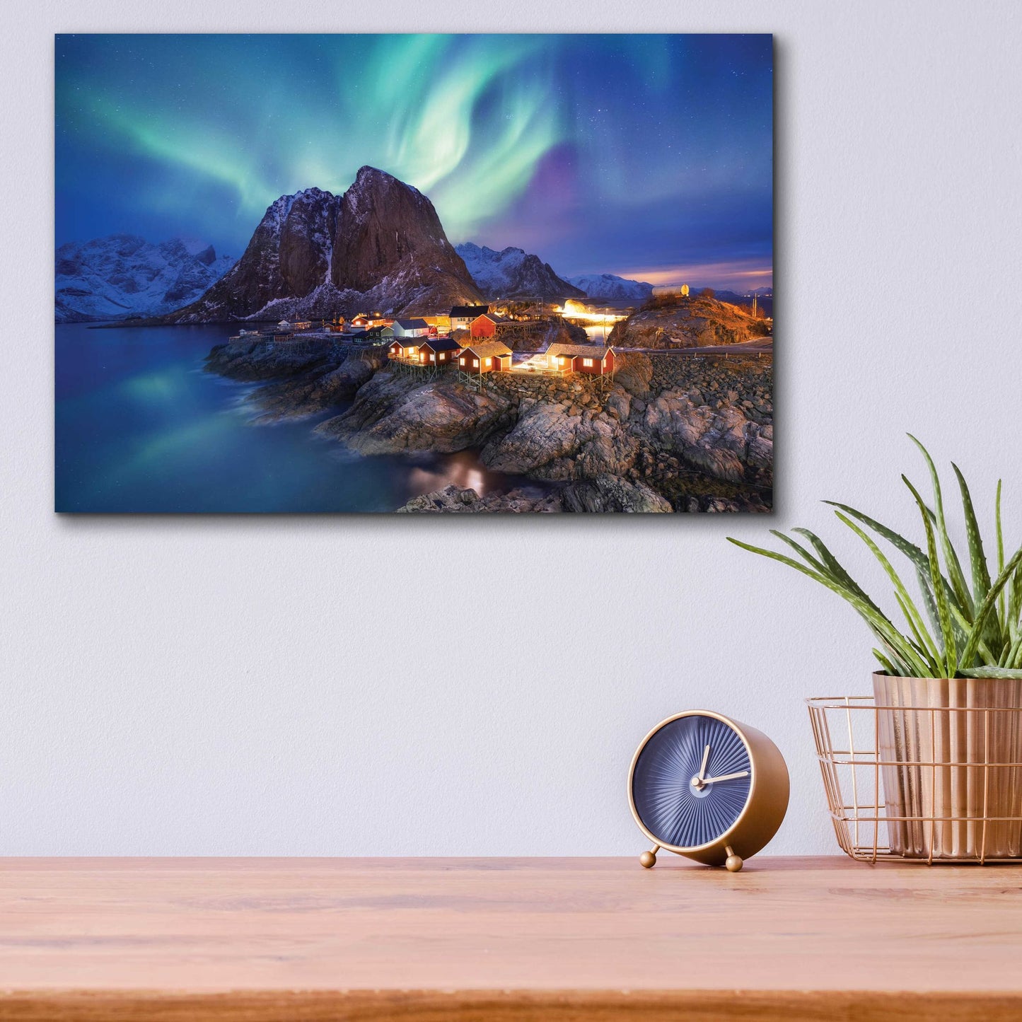 Epic Art 'Northern Lights In The Lofoten Islands Norway 9' by Epic Portfolio, Acrylic Glass Wall Art,16x12