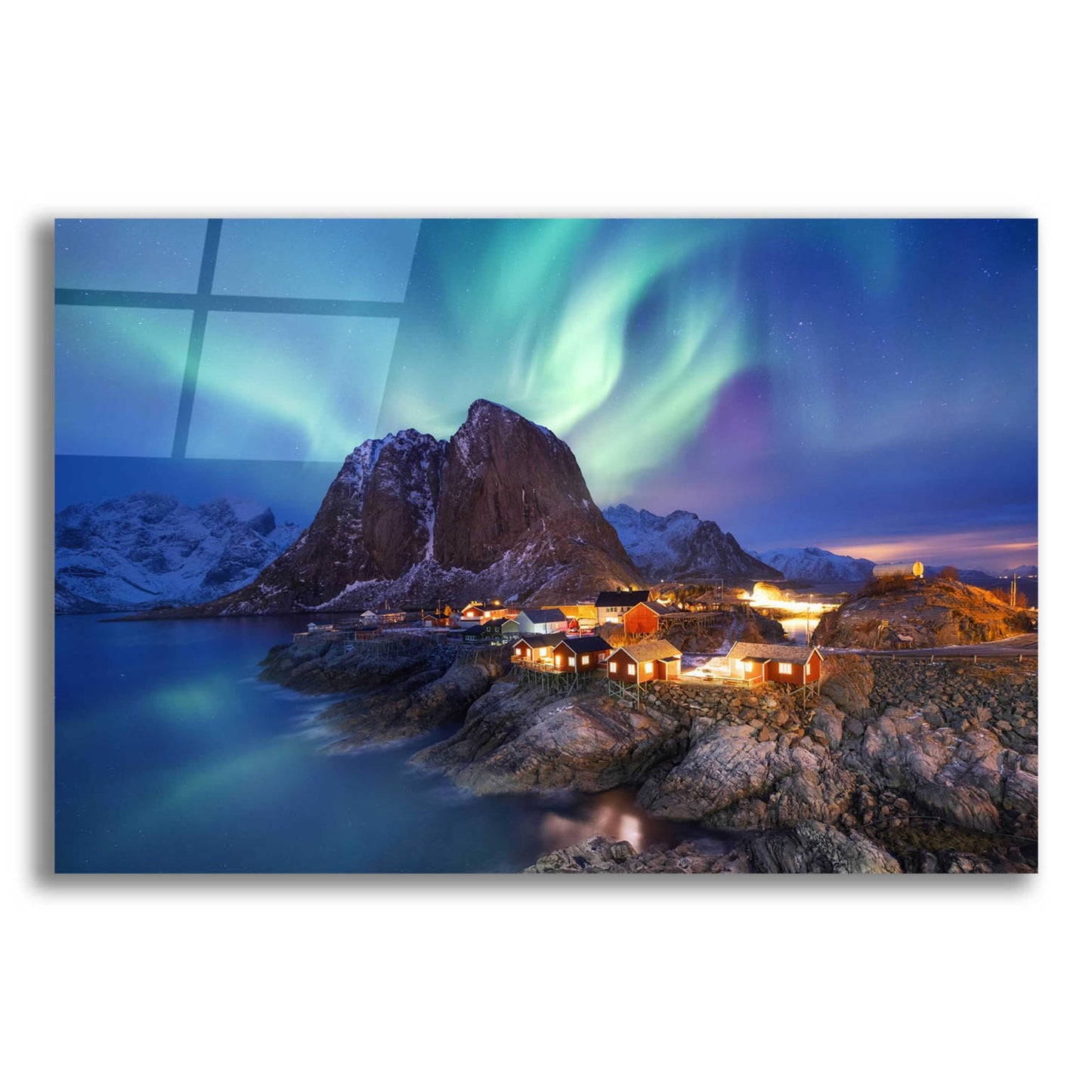 Epic Art 'Northern Lights In The Lofoten Islands Norway 9' by Epic Portfolio, Acrylic Glass Wall Art,16x12