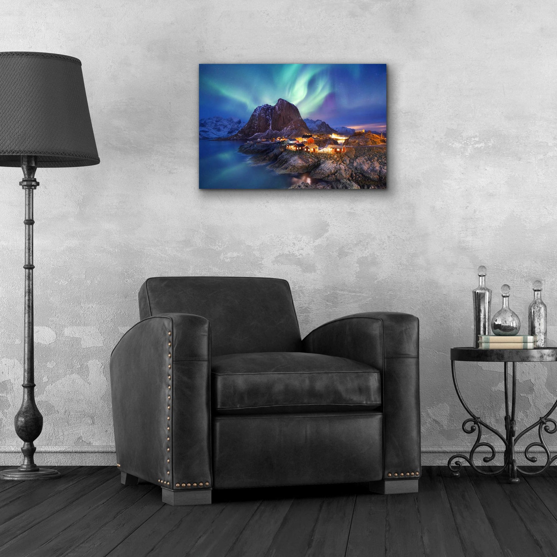 Epic Art 'Northern Lights In The Lofoten Islands Norway 9' by Epic Portfolio, Acrylic Glass Wall Art,24x16