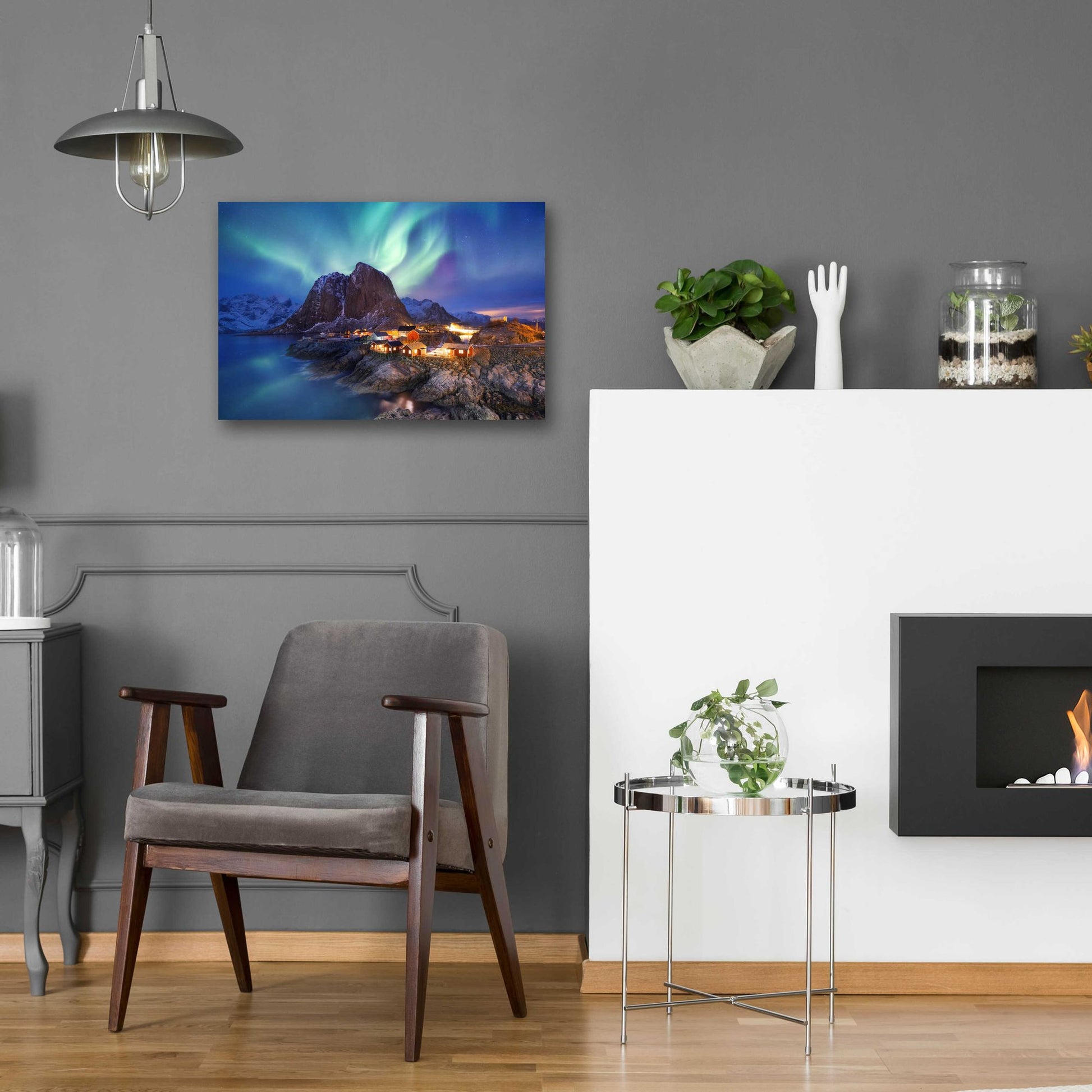 Epic Art 'Northern Lights In The Lofoten Islands Norway 9' by Epic Portfolio, Acrylic Glass Wall Art,24x16