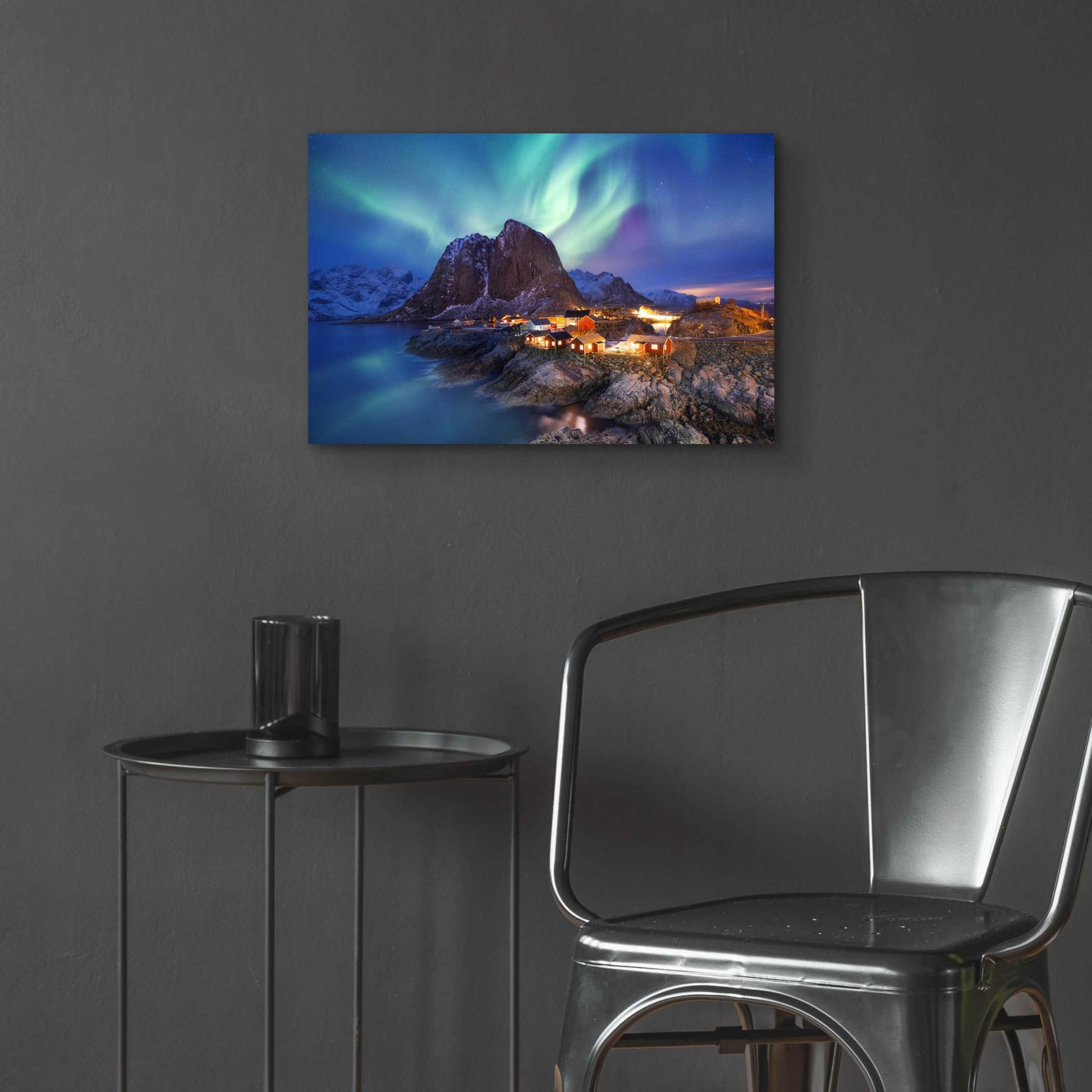 Epic Art 'Northern Lights In The Lofoten Islands Norway 9' by Epic Portfolio, Acrylic Glass Wall Art,24x16