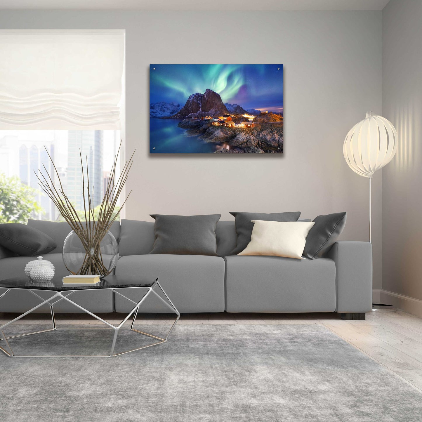 Epic Art 'Northern Lights In The Lofoten Islands Norway 9' by Epic Portfolio, Acrylic Glass Wall Art,36x24