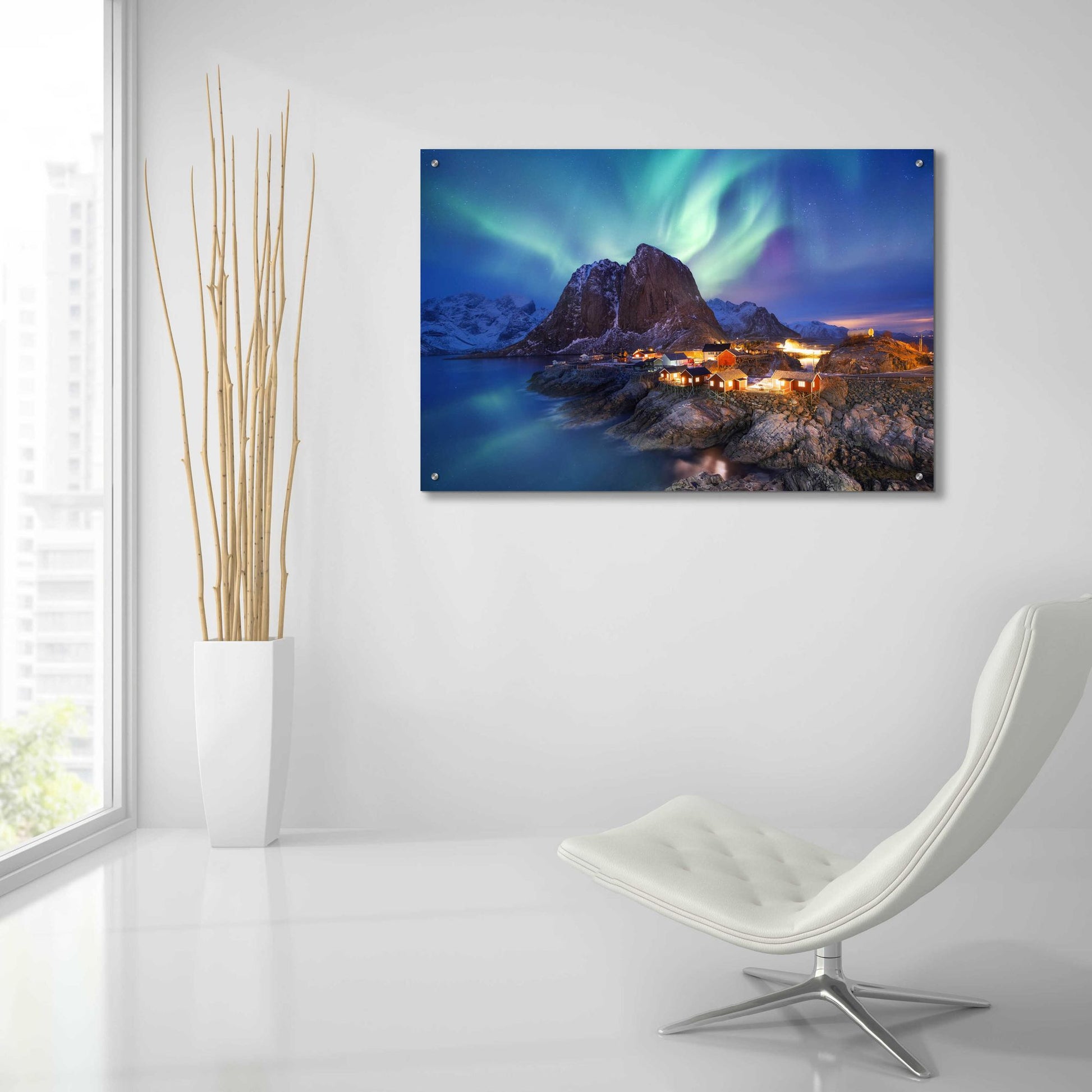 Epic Art 'Northern Lights In The Lofoten Islands Norway 9' by Epic Portfolio, Acrylic Glass Wall Art,36x24