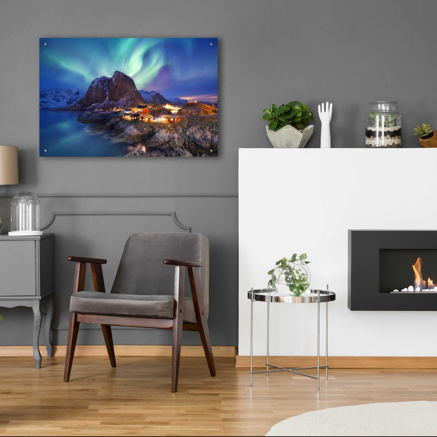 Epic Art 'Northern Lights In The Lofoten Islands Norway 9' by Epic Portfolio, Acrylic Glass Wall Art,36x24