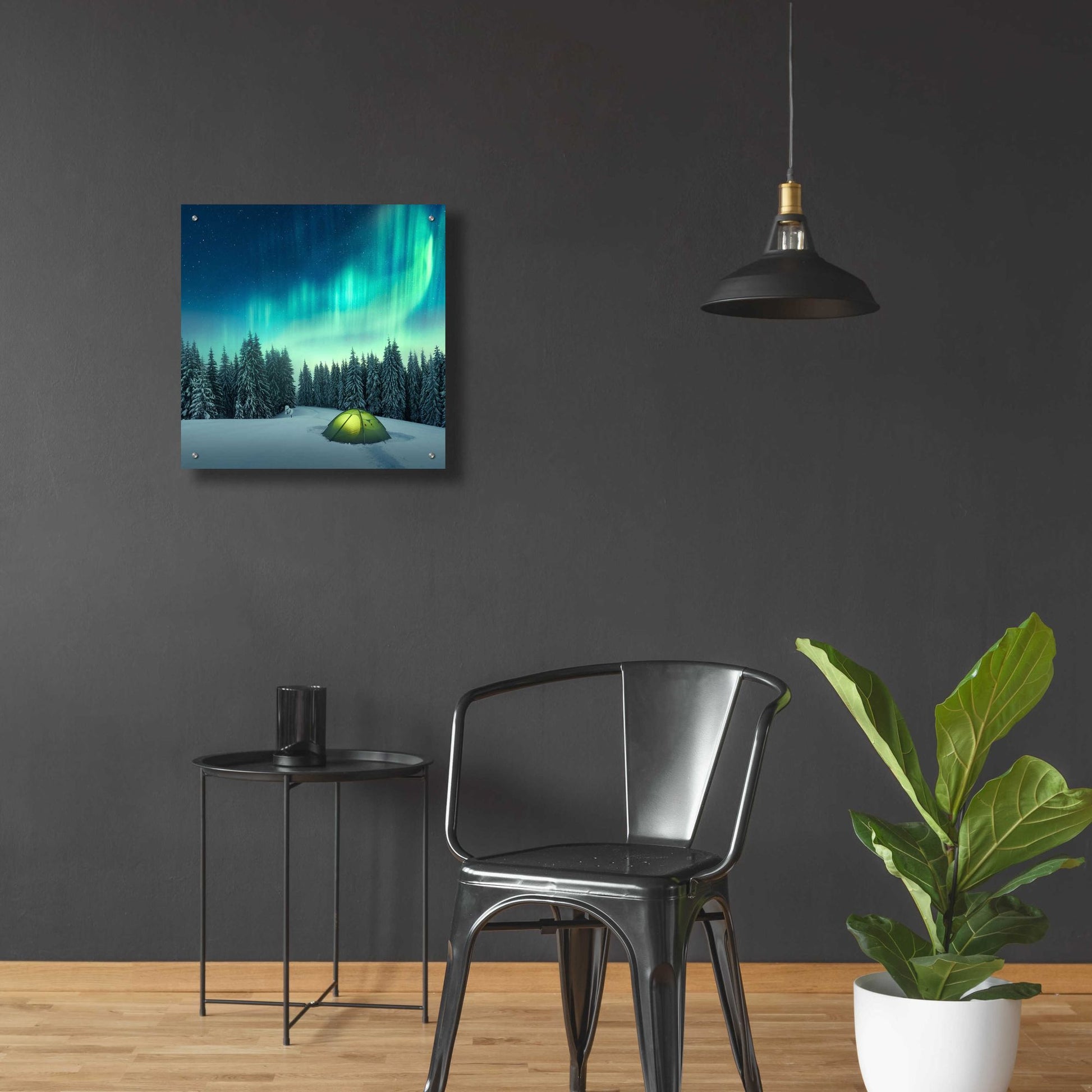 Epic Art 'Northern Lights In Winter Forest 1' by Epic Portfolio, Acrylic Glass Wall Art,24x24