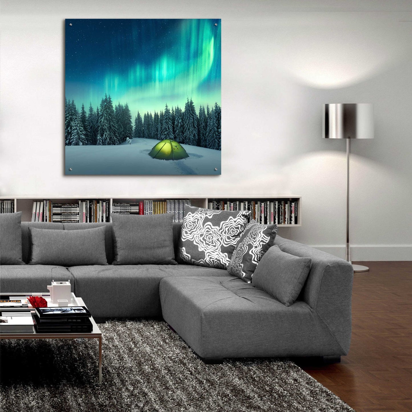 Epic Art 'Northern Lights In Winter Forest 1' by Epic Portfolio, Acrylic Glass Wall Art,36x36