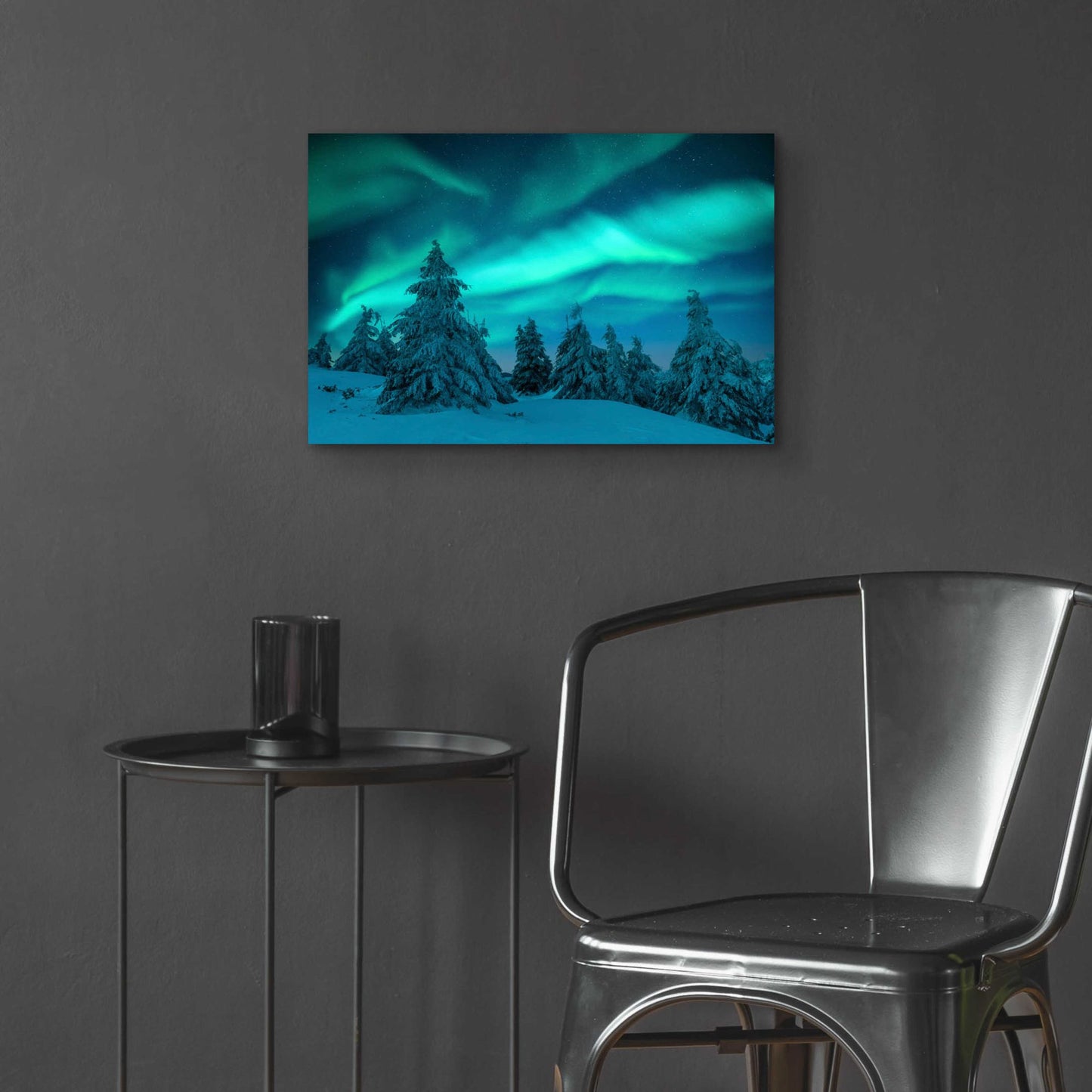 Epic Art 'Northern Lights In Winter Forest 2' by Epic Portfolio, Acrylic Glass Wall Art,24x16