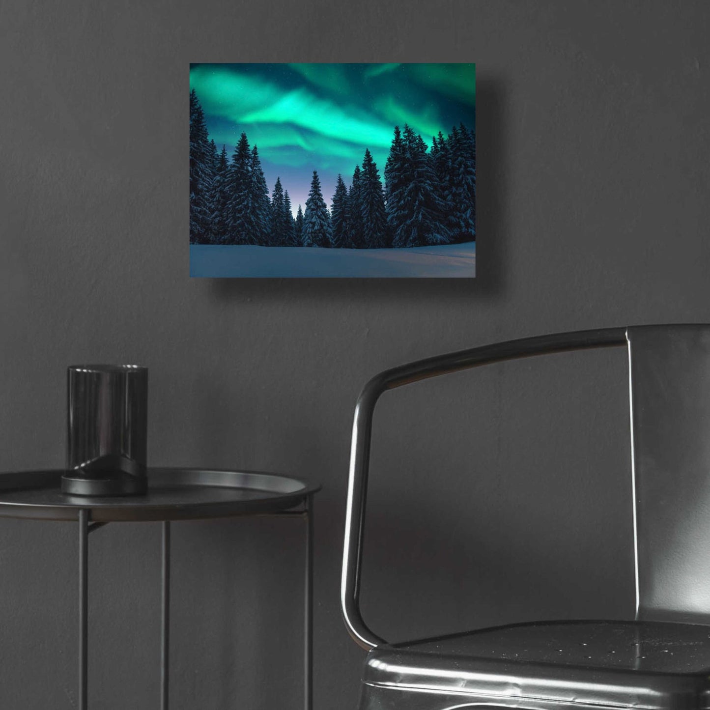 Epic Art 'Northern Lights In Winter Forest 3' by Epic Portfolio, Acrylic Glass Wall Art,16x12