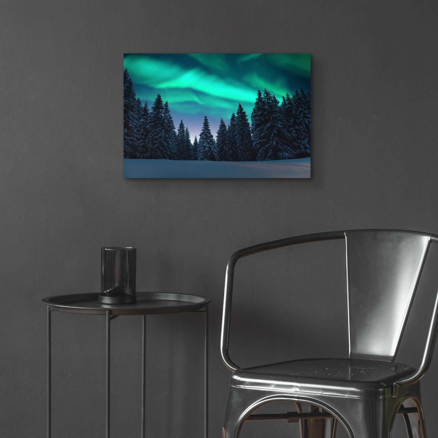 Epic Art 'Northern Lights In Winter Forest 3' by Epic Portfolio, Acrylic Glass Wall Art,24x16