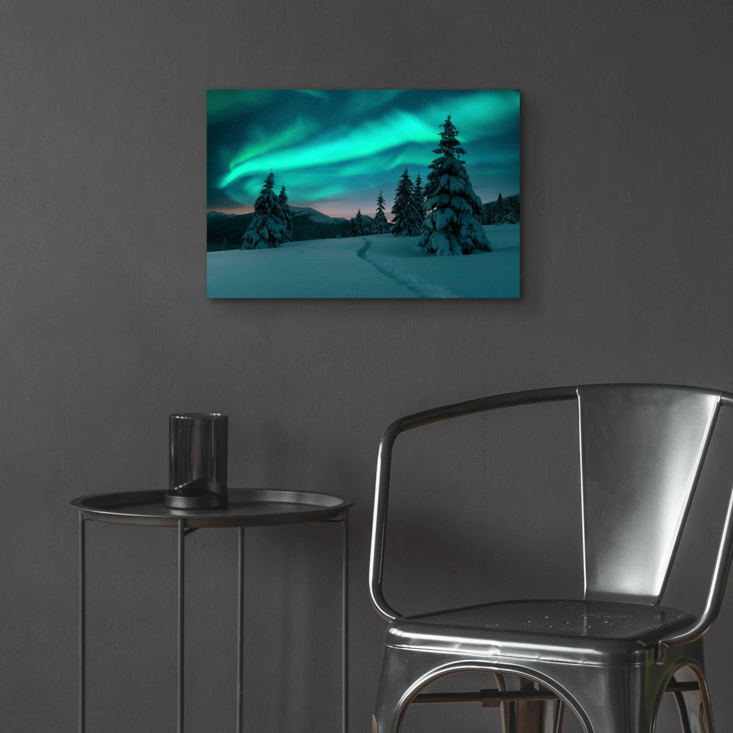 Epic Art 'Northern Lights In Winter Forest 4' by Epic Portfolio, Acrylic Glass Wall Art,24x16