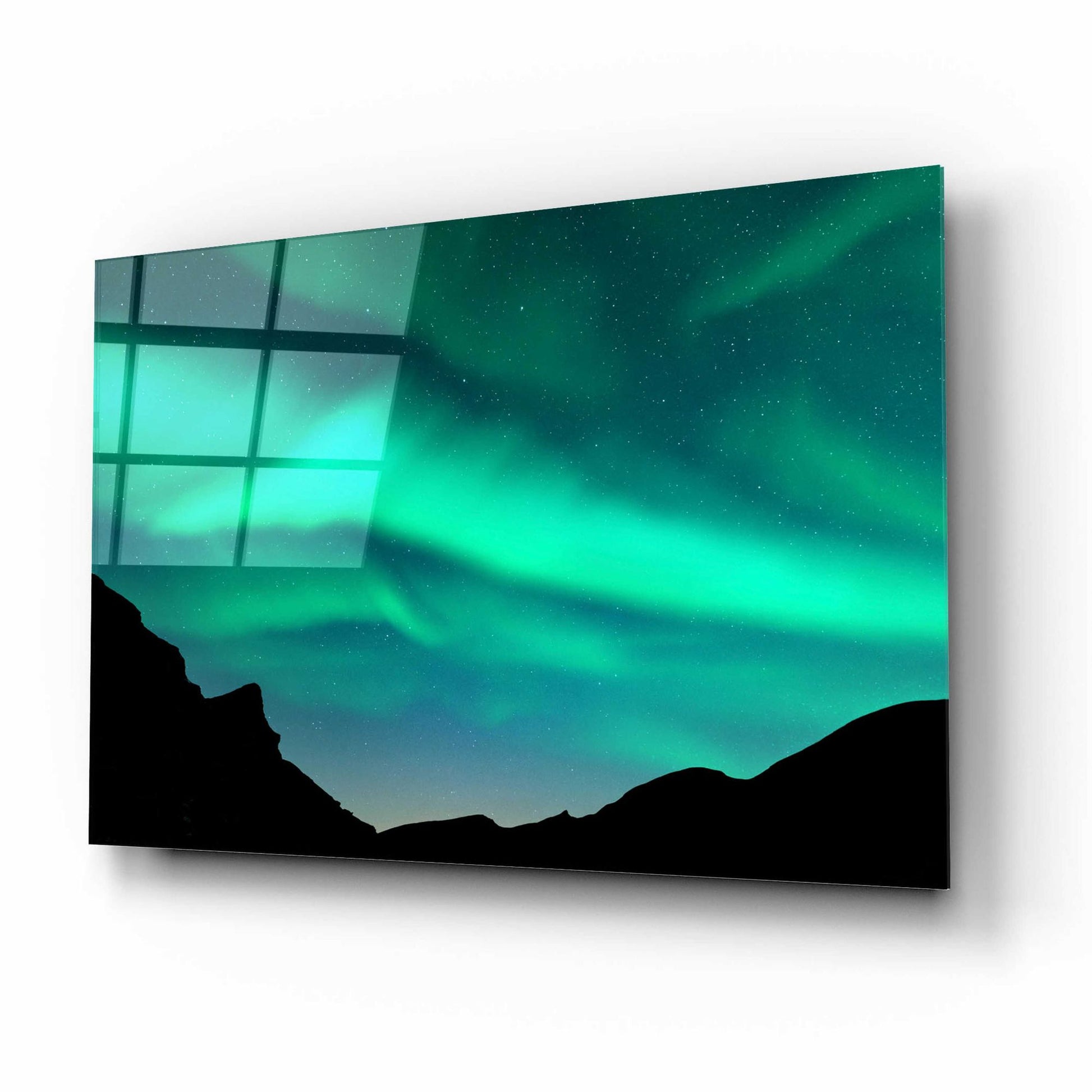 Epic Art 'Northern Lights In Winter Mountains' by Epic Portfolio, Acrylic Glass Wall Art,16x12