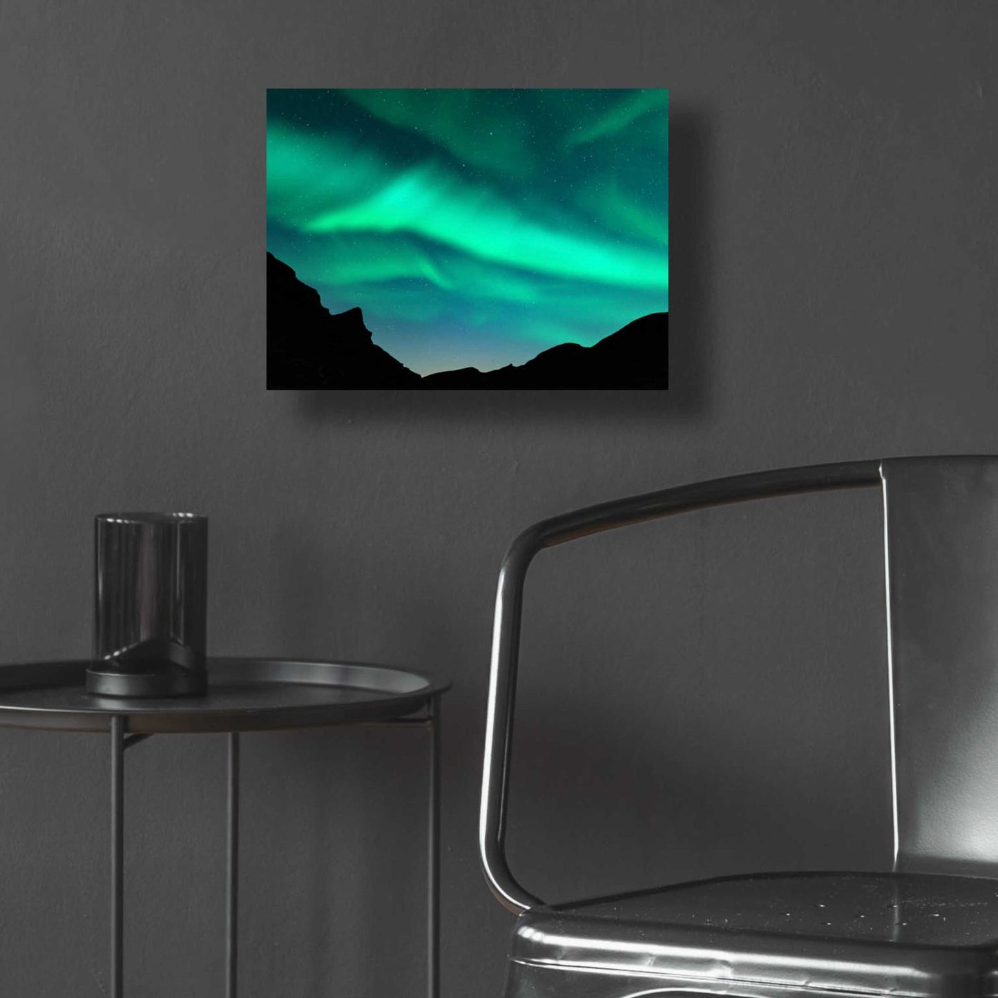 Epic Art 'Northern Lights In Winter Mountains' by Epic Portfolio, Acrylic Glass Wall Art,16x12