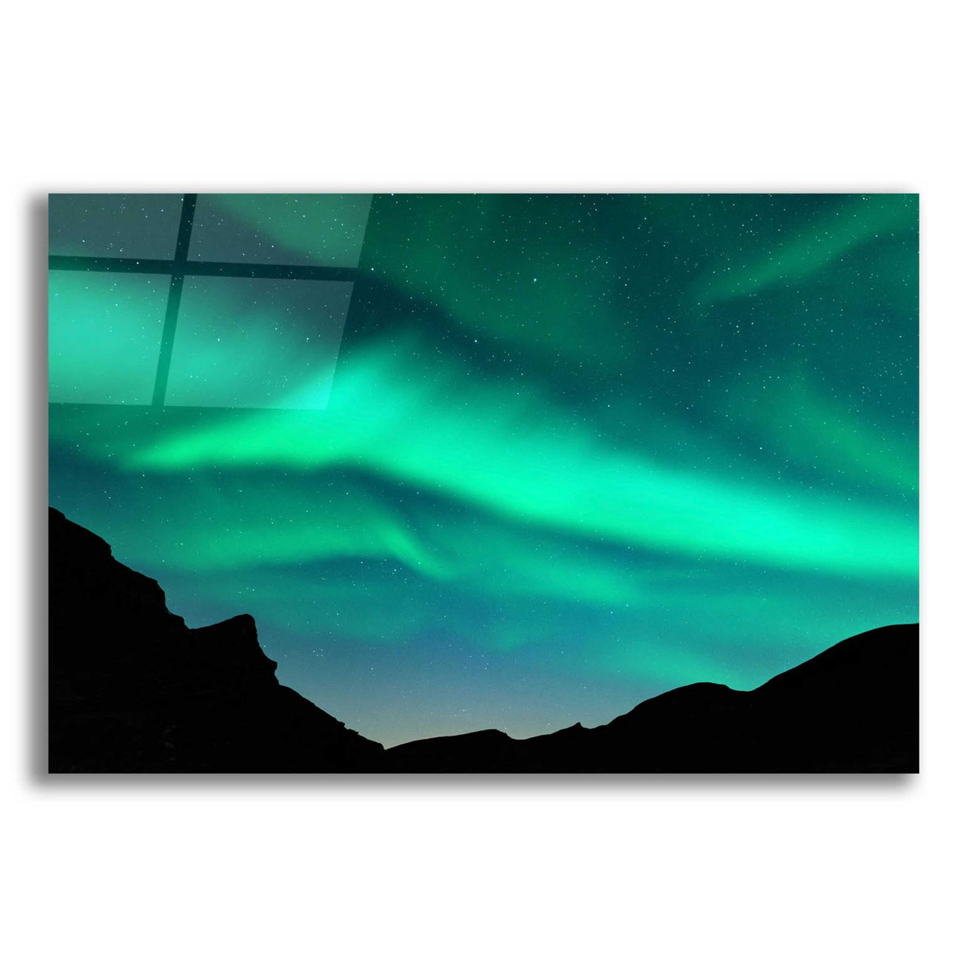 Epic Art 'Northern Lights In Winter Mountains' by Epic Portfolio, Acrylic Glass Wall Art,16x12