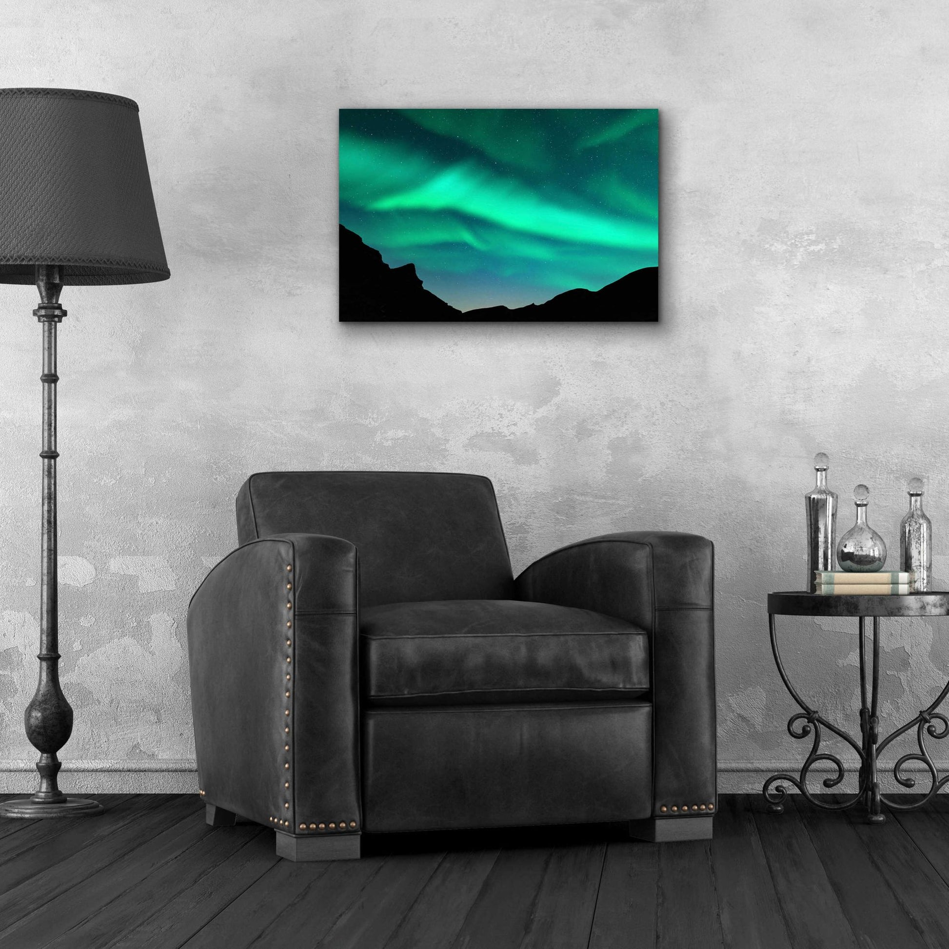 Epic Art 'Northern Lights In Winter Mountains' by Epic Portfolio, Acrylic Glass Wall Art,24x16