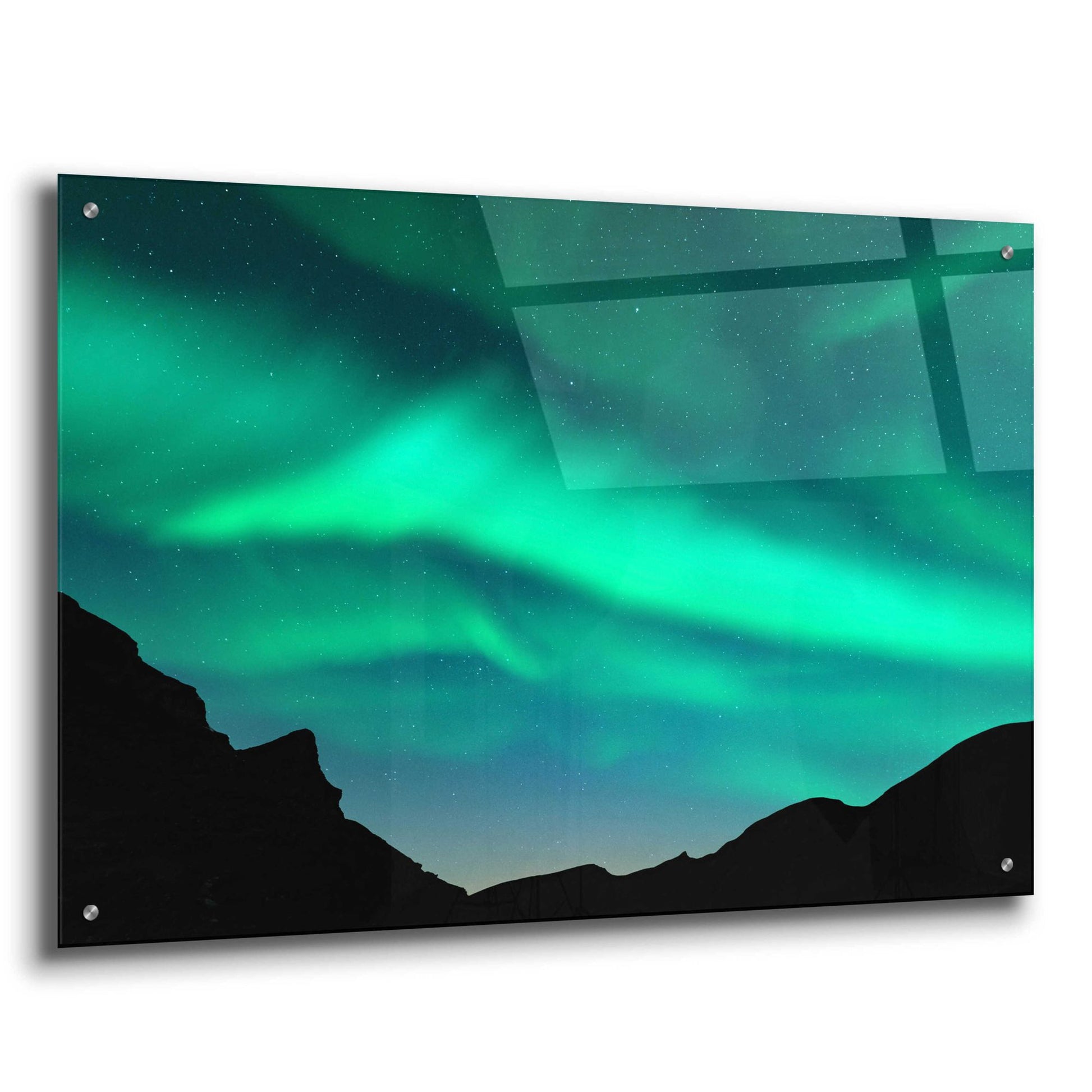 Epic Art 'Northern Lights In Winter Mountains' by Epic Portfolio, Acrylic Glass Wall Art,36x24