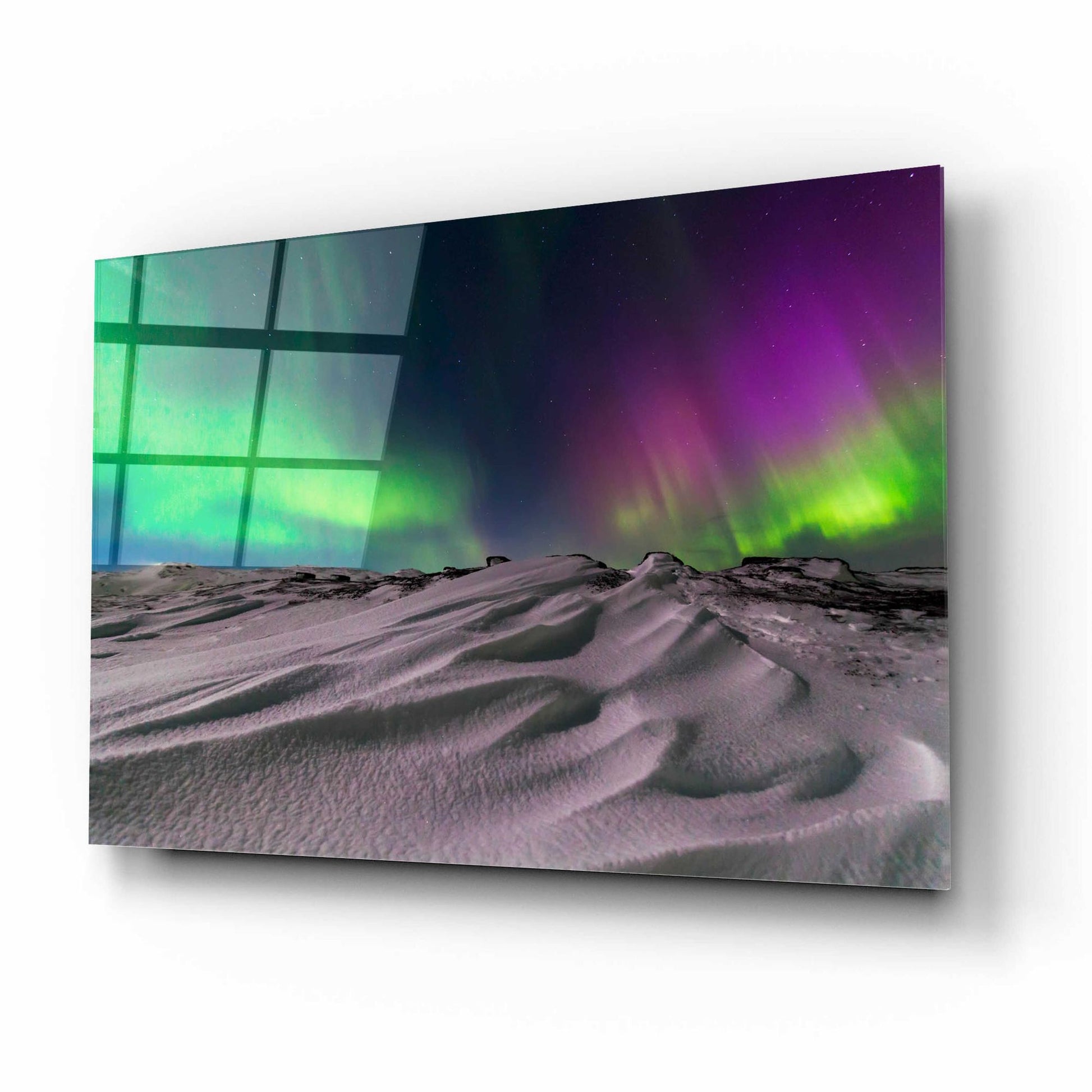 Epic Art 'Northern Lights On The Arctic Ocean Shore 1' by Epic Portfolio, Acrylic Glass Wall Art,16x12