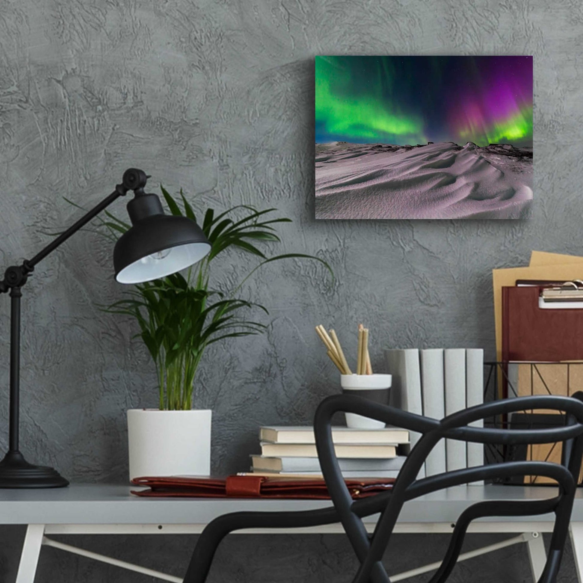 Epic Art 'Northern Lights On The Arctic Ocean Shore 1' by Epic Portfolio, Acrylic Glass Wall Art,16x12