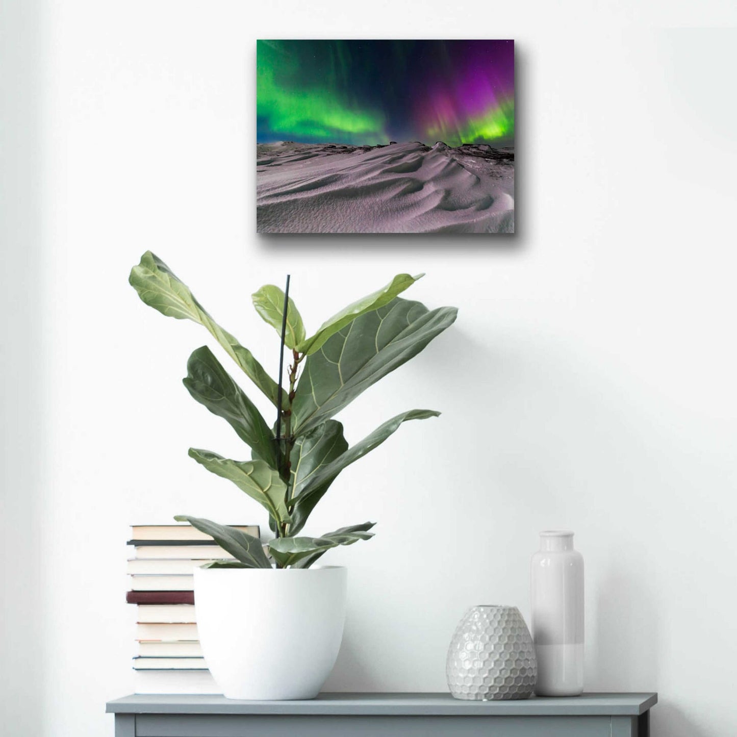 Epic Art 'Northern Lights On The Arctic Ocean Shore 1' by Epic Portfolio, Acrylic Glass Wall Art,16x12