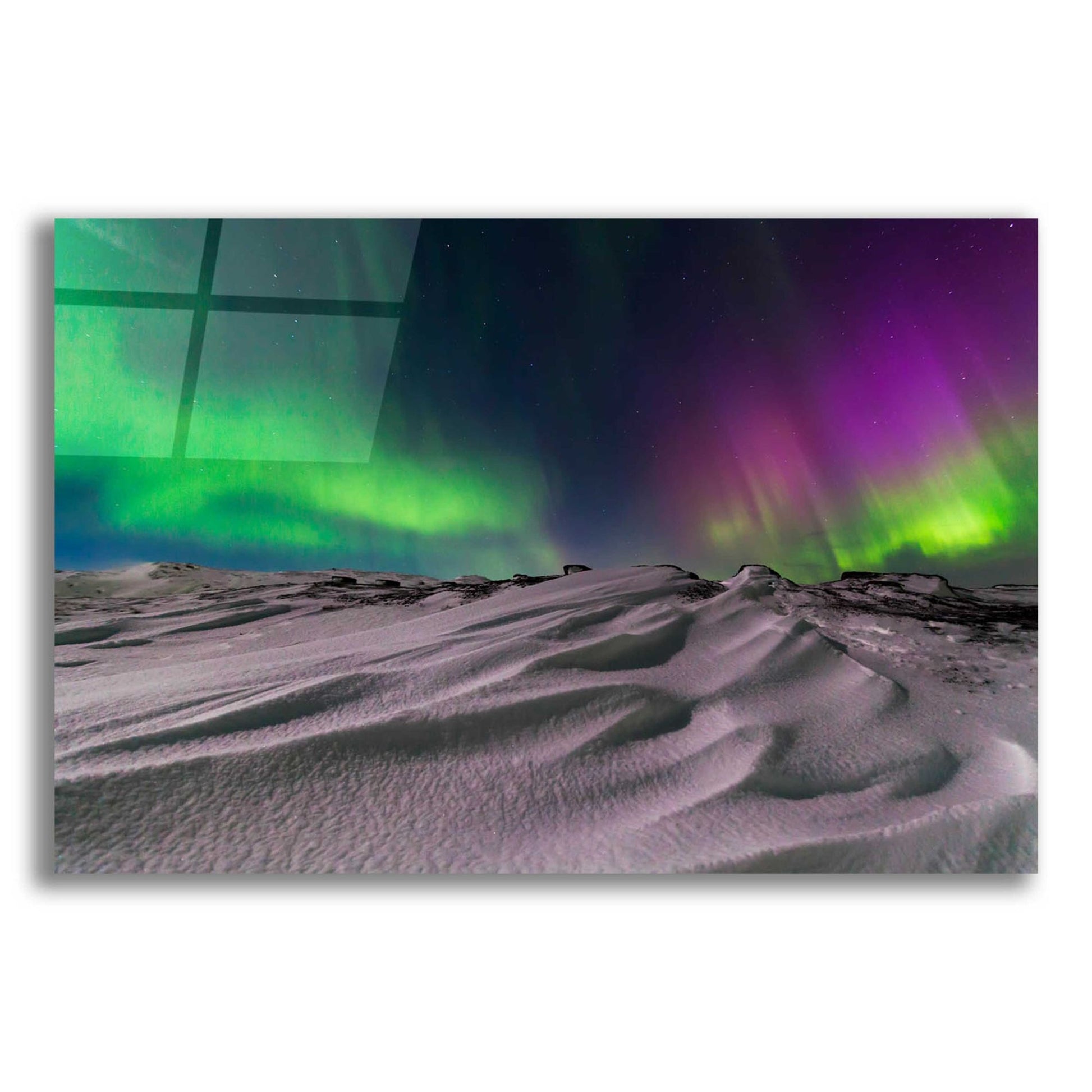 Epic Art 'Northern Lights On The Arctic Ocean Shore 1' by Epic Portfolio, Acrylic Glass Wall Art,16x12