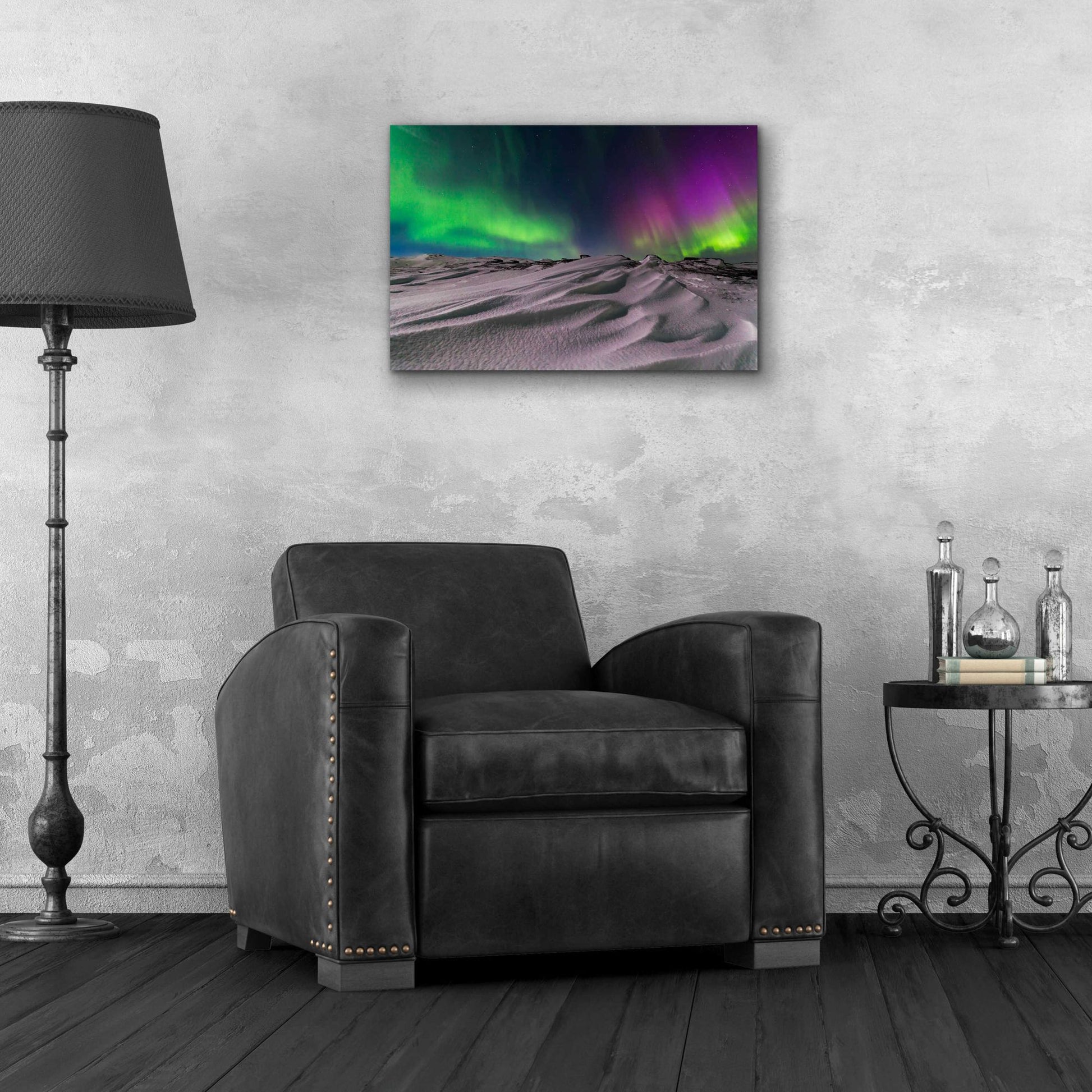 Epic Art 'Northern Lights On The Arctic Ocean Shore 1' by Epic Portfolio, Acrylic Glass Wall Art,24x16