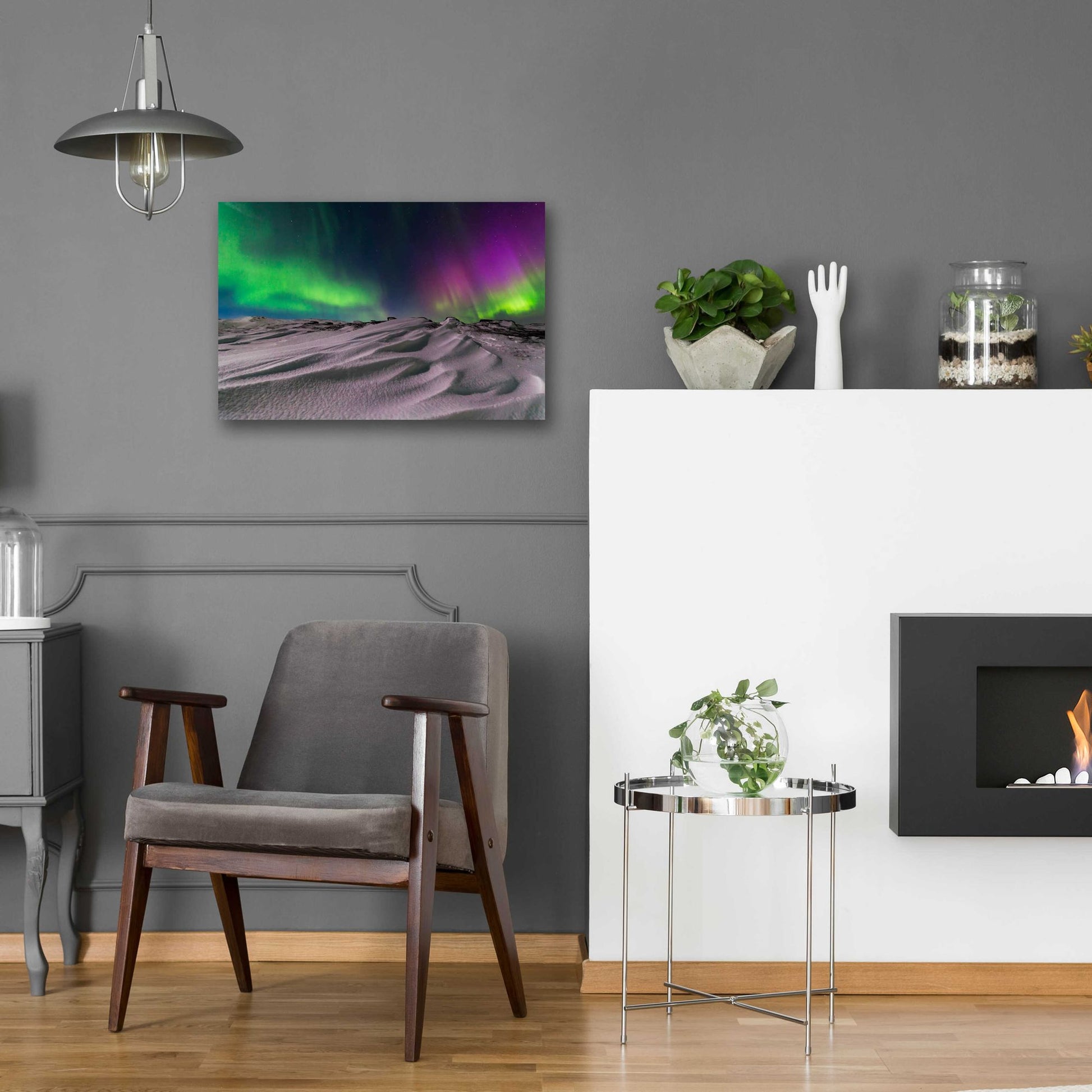 Epic Art 'Northern Lights On The Arctic Ocean Shore 1' by Epic Portfolio, Acrylic Glass Wall Art,24x16