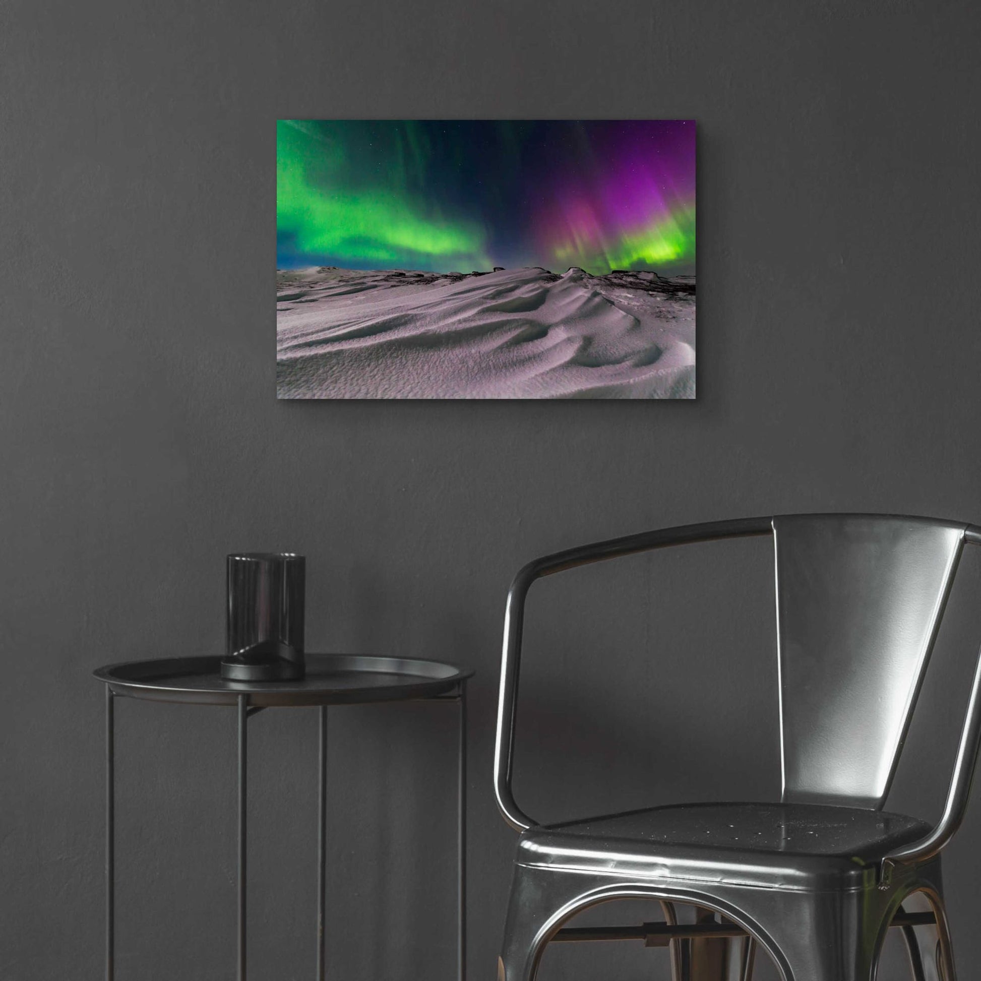 Epic Art 'Northern Lights On The Arctic Ocean Shore 1' by Epic Portfolio, Acrylic Glass Wall Art,24x16