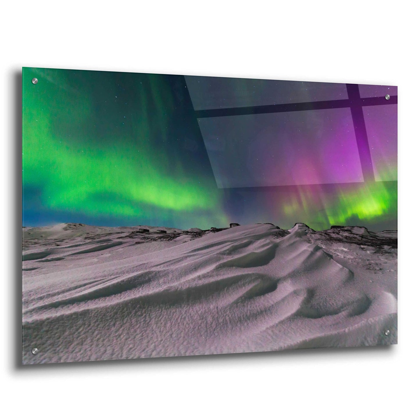 Epic Art 'Northern Lights On The Arctic Ocean Shore 1' by Epic Portfolio, Acrylic Glass Wall Art,36x24