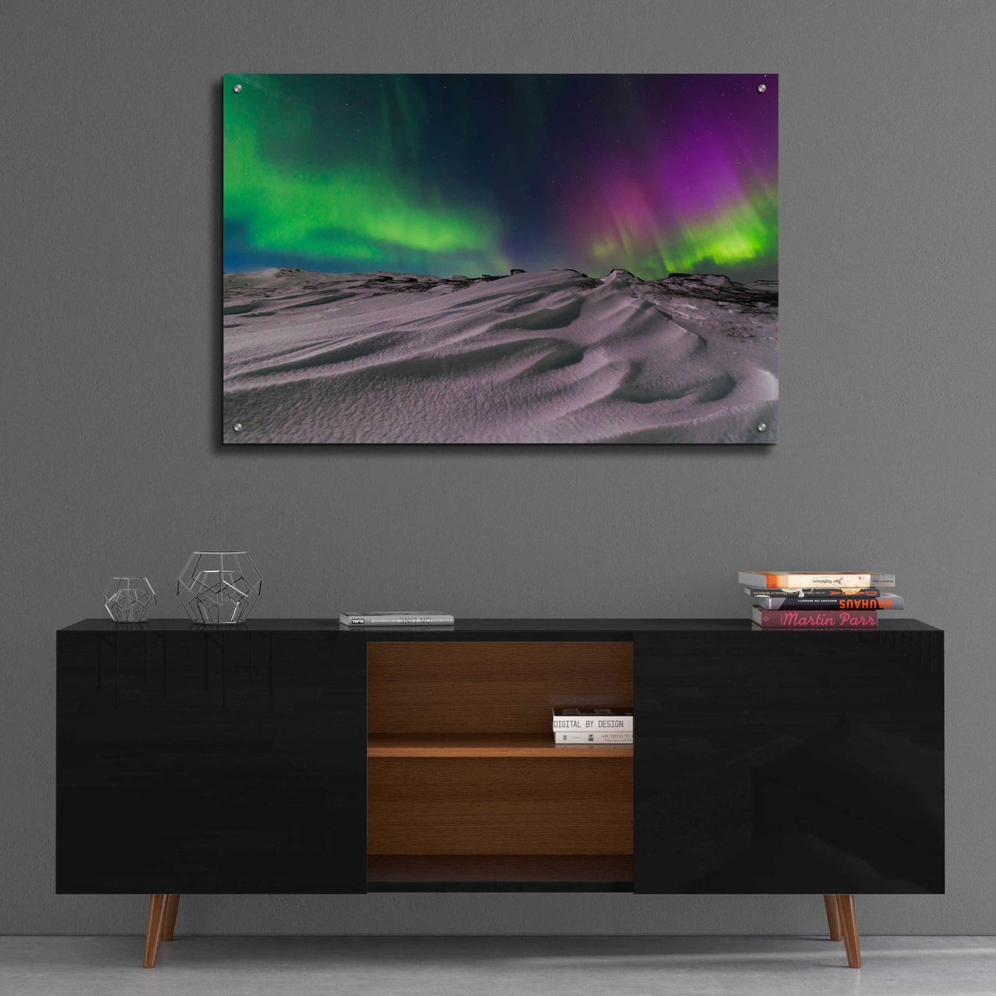 Epic Art 'Northern Lights On The Arctic Ocean Shore 1' by Epic Portfolio, Acrylic Glass Wall Art,36x24