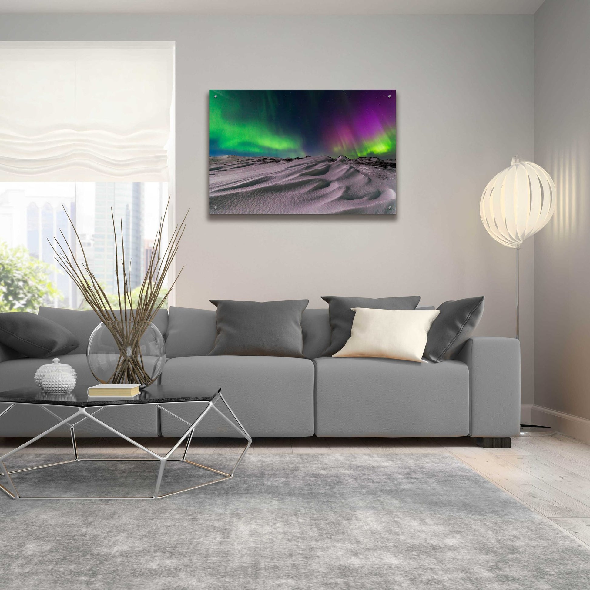 Epic Art 'Northern Lights On The Arctic Ocean Shore 1' by Epic Portfolio, Acrylic Glass Wall Art,36x24