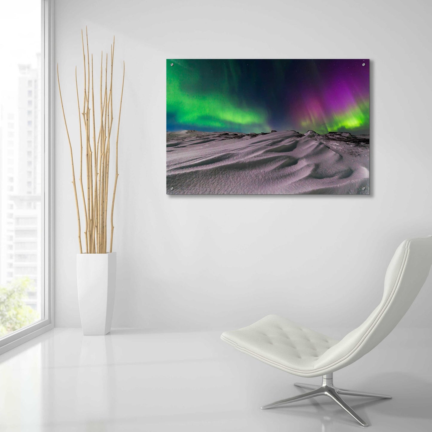 Epic Art 'Northern Lights On The Arctic Ocean Shore 1' by Epic Portfolio, Acrylic Glass Wall Art,36x24