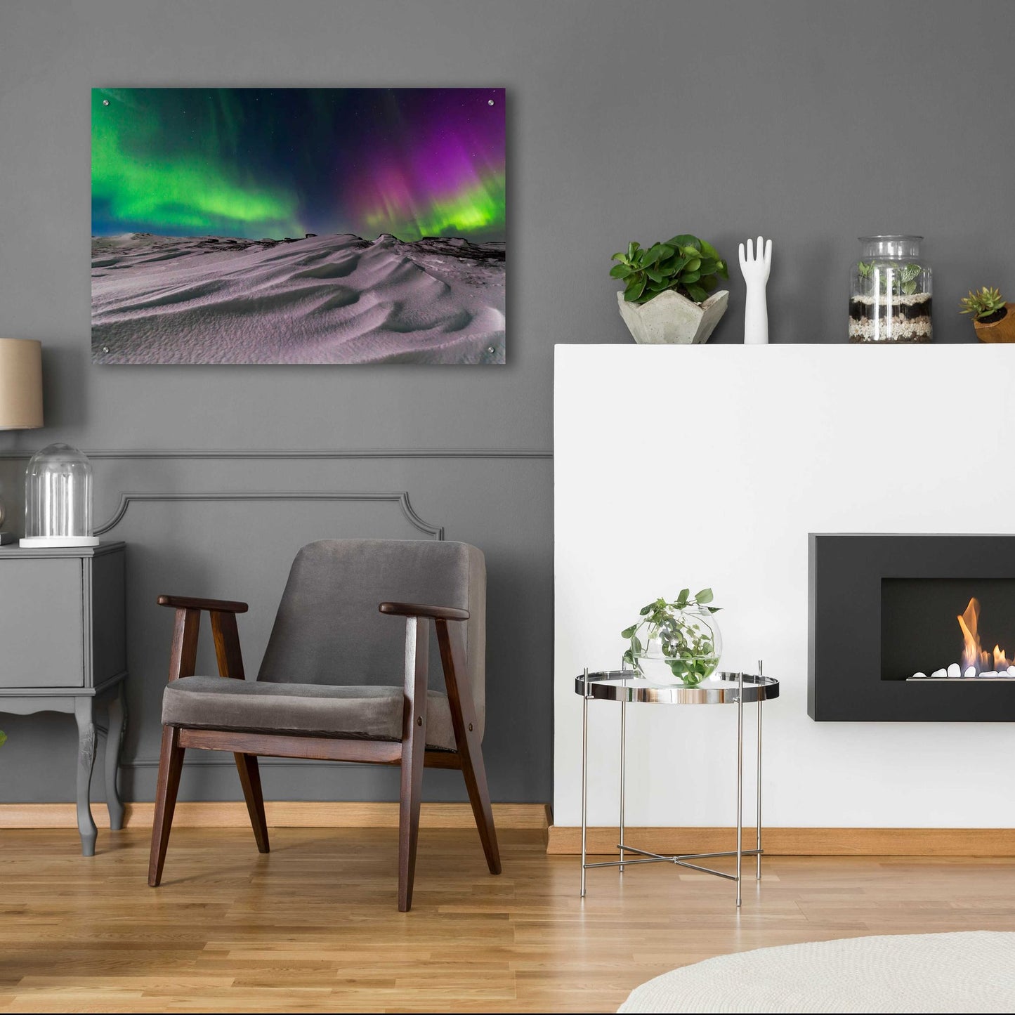 Epic Art 'Northern Lights On The Arctic Ocean Shore 1' by Epic Portfolio, Acrylic Glass Wall Art,36x24