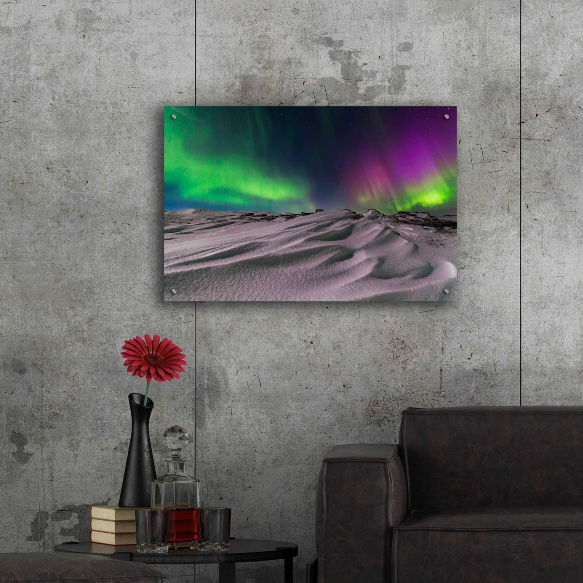 Epic Art 'Northern Lights On The Arctic Ocean Shore 1' by Epic Portfolio, Acrylic Glass Wall Art,36x24