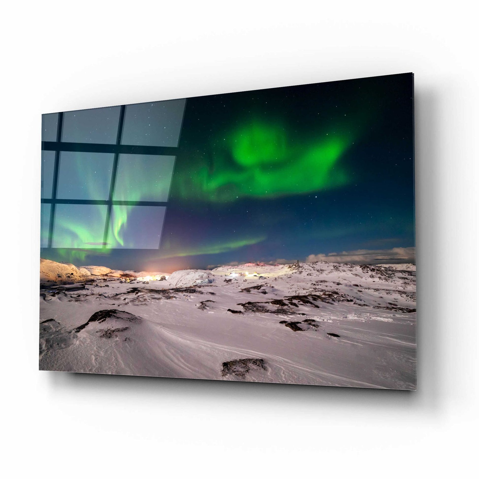 Epic Art 'Northern Lights On The Arctic Ocean Shore 2' by Epic Portfolio, Acrylic Glass Wall Art,16x12