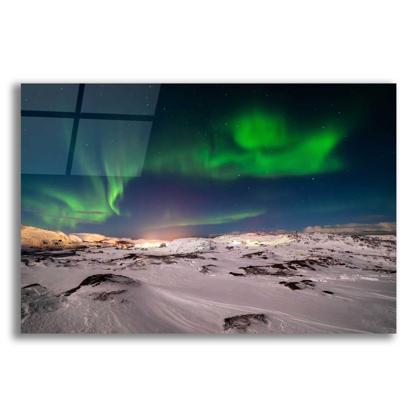 Epic Art 'Northern Lights On The Arctic Ocean Shore 2' by Epic Portfolio, Acrylic Glass Wall Art,16x12